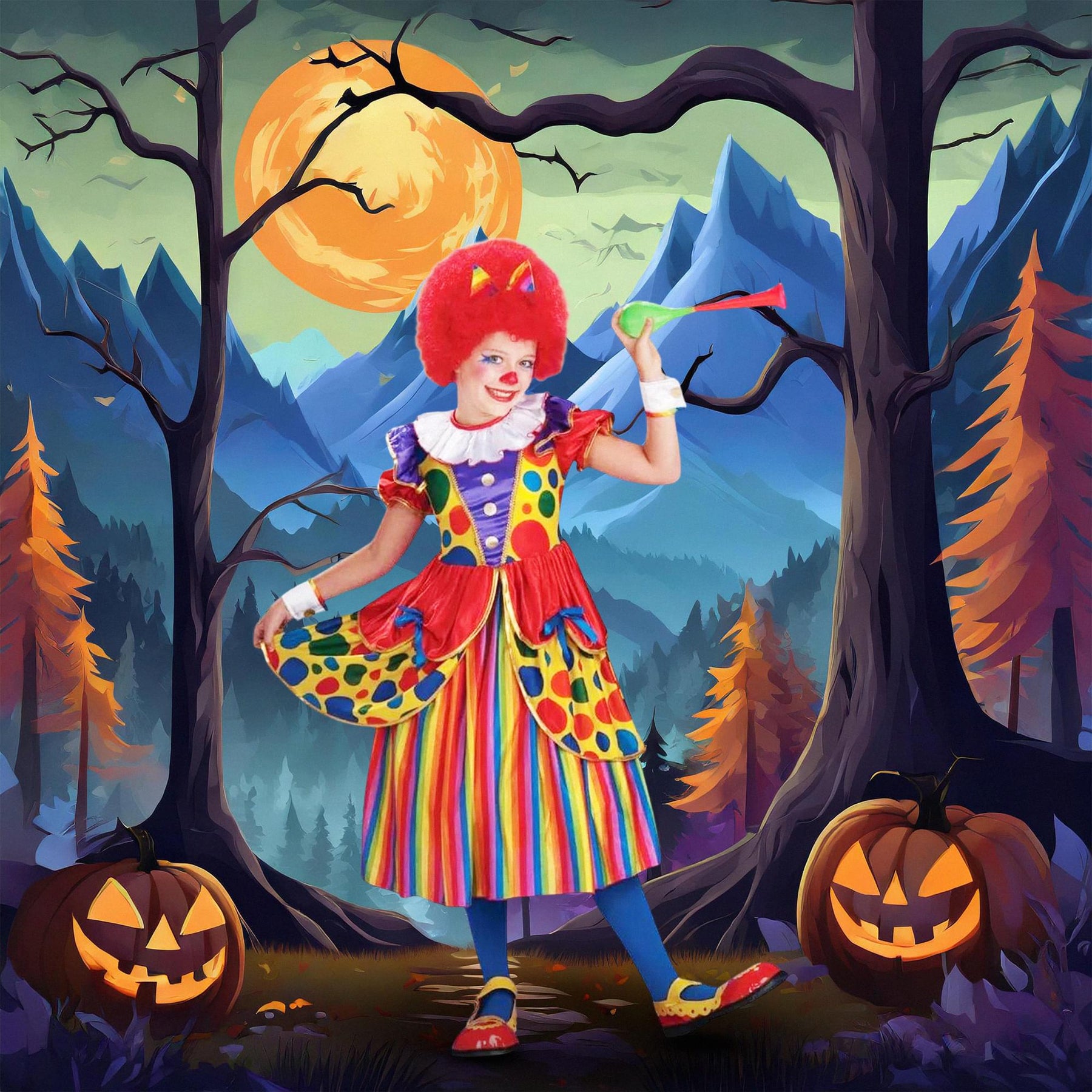 Circus Clown Princess Dress Costume Child