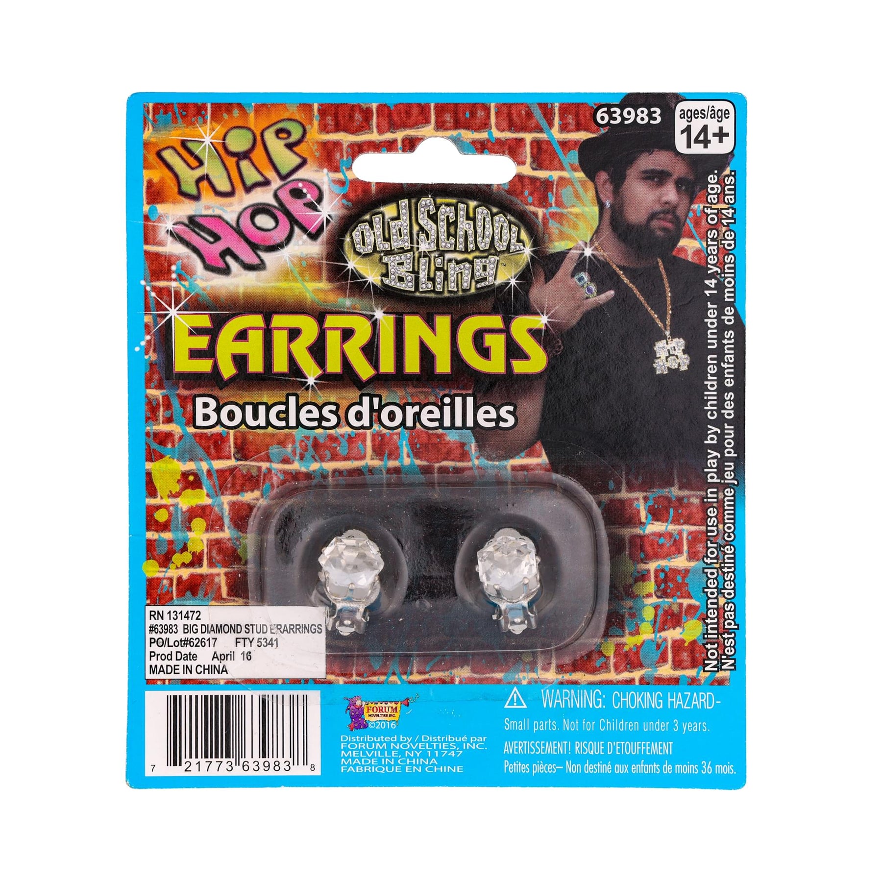 Big Diamond Stud Costume Earrings Accessory