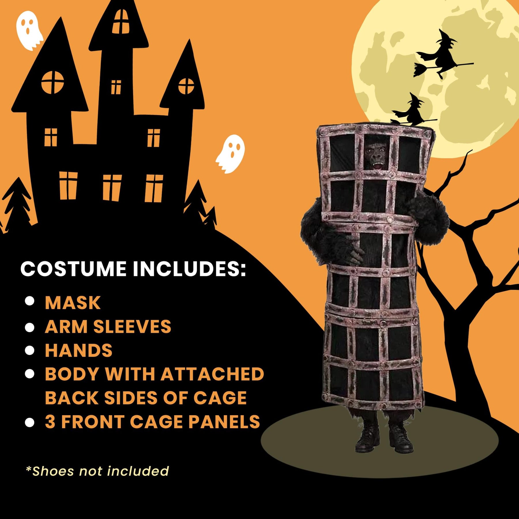 Gorilla Ape In Cage Costume Adult