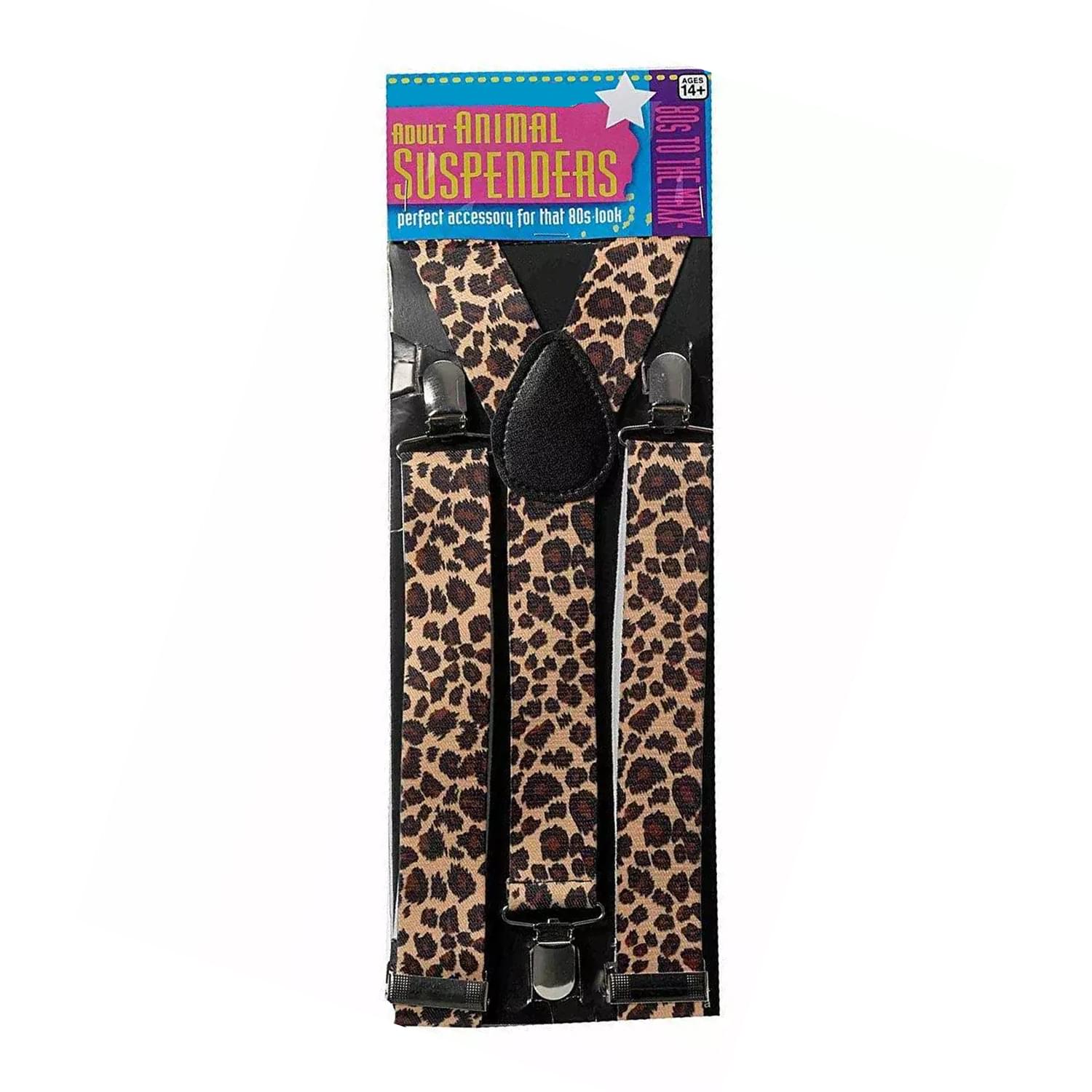 80's Leopard Print Adult Costume Suspenders