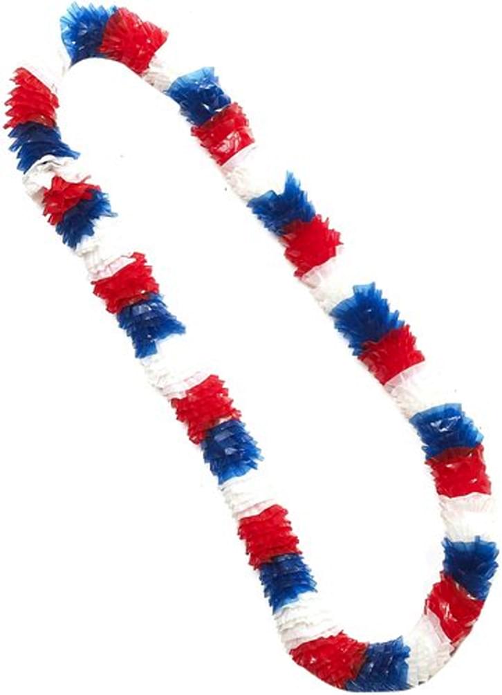 Patriotic Red, White, And Blue Plastic Costume Lei Set of 12