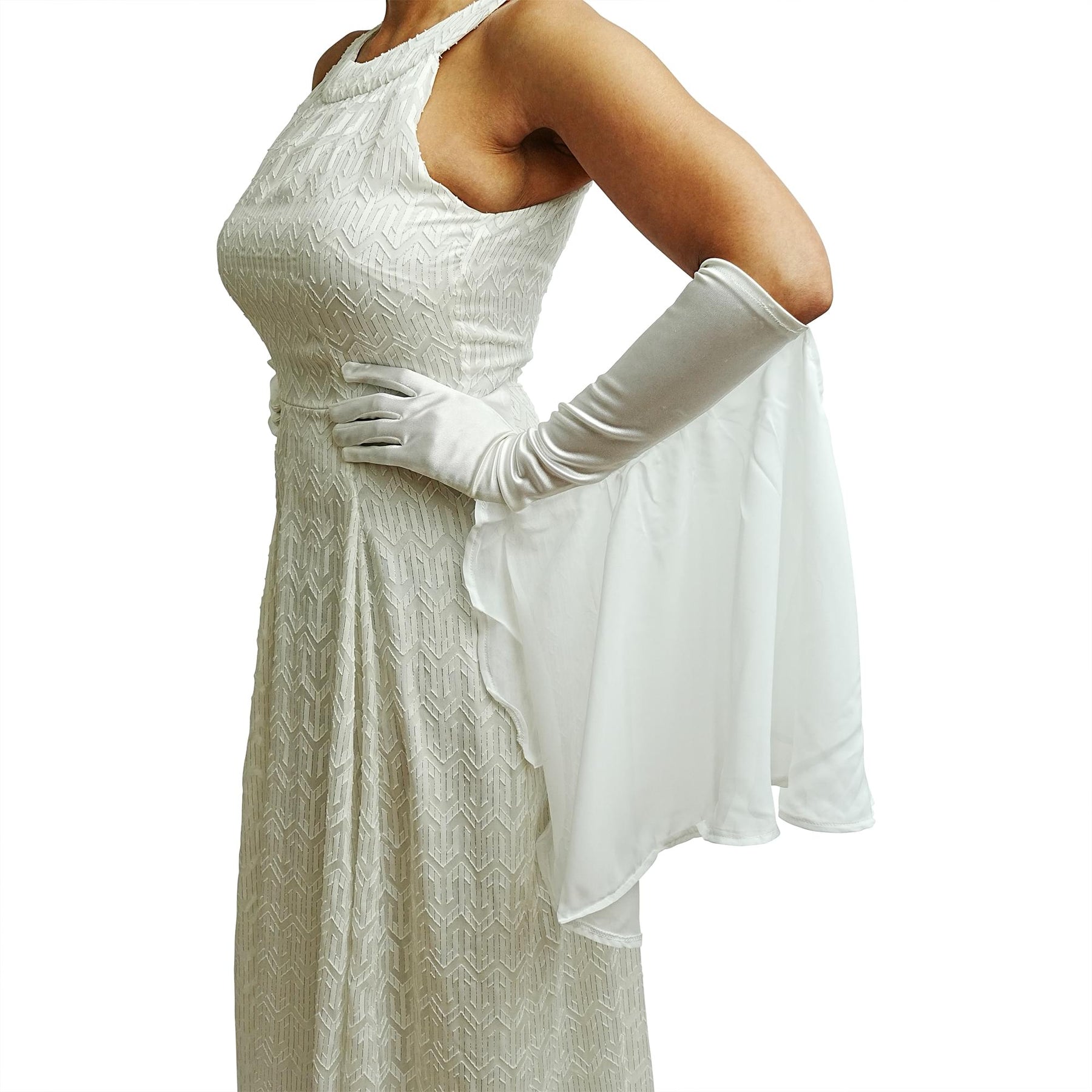 Ghost White Flutter Costume Gloves Adult