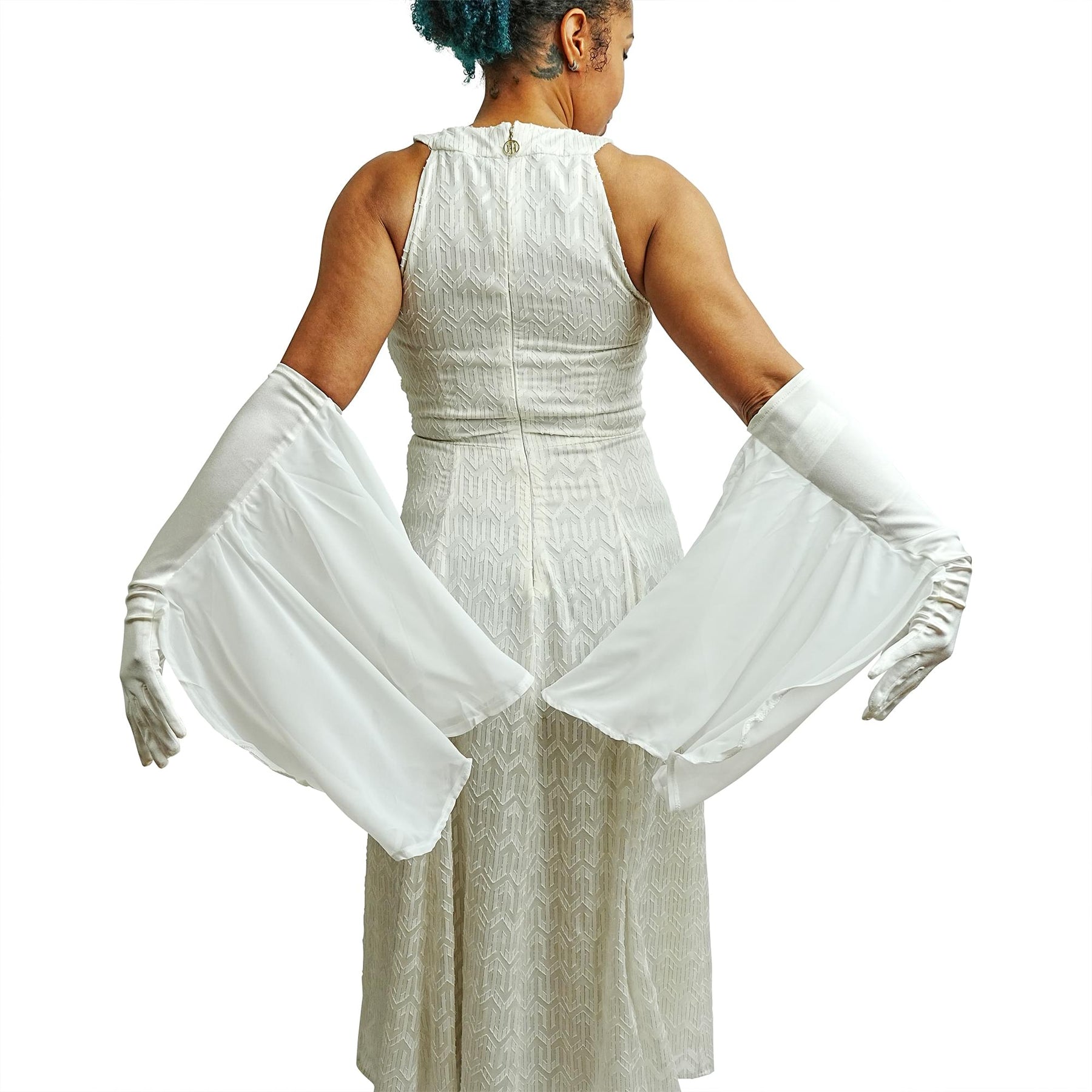 Ghost White Flutter Costume Gloves Adult