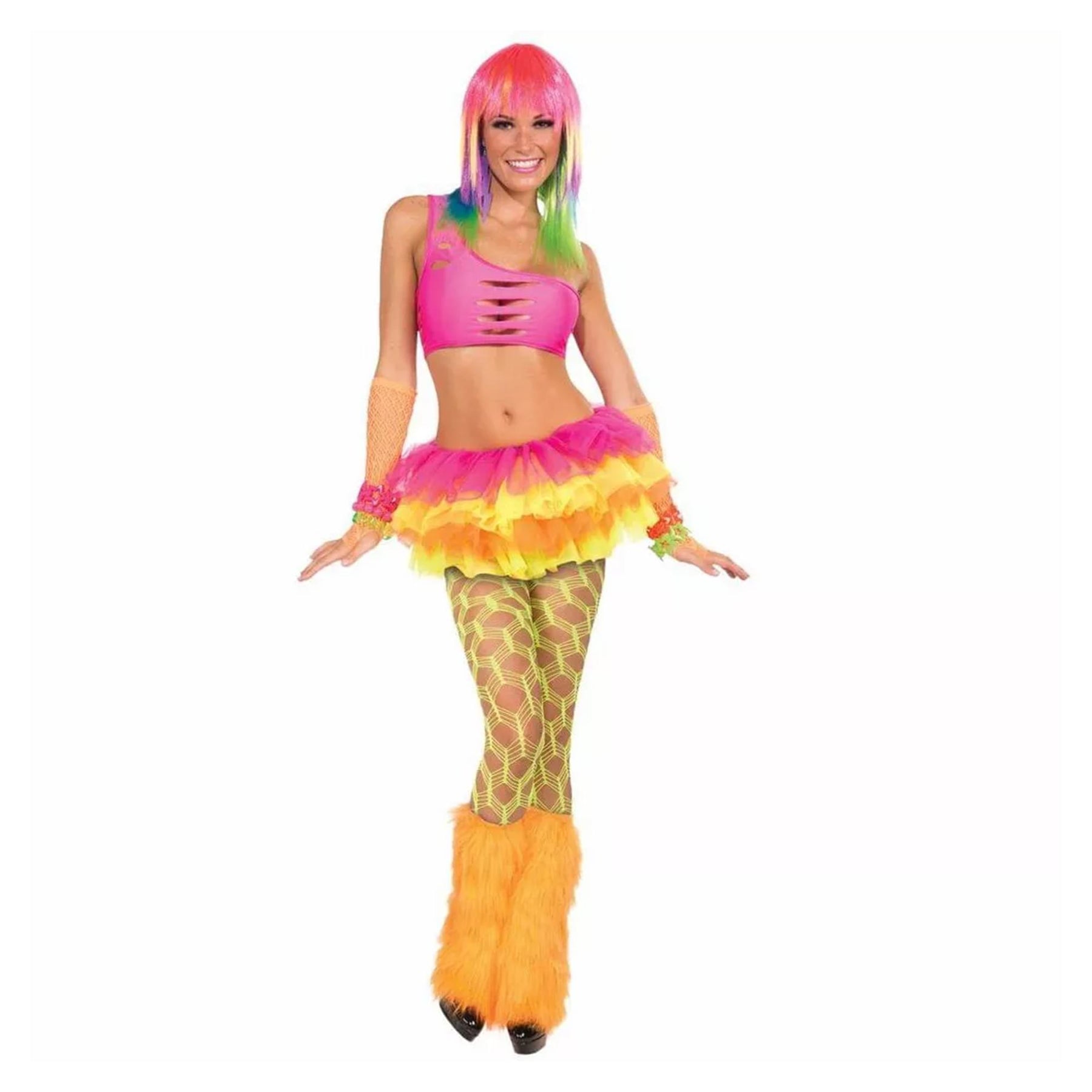 Club Candy Wide Fishnet Pantyhose Costume Hosiery Adult: Green
