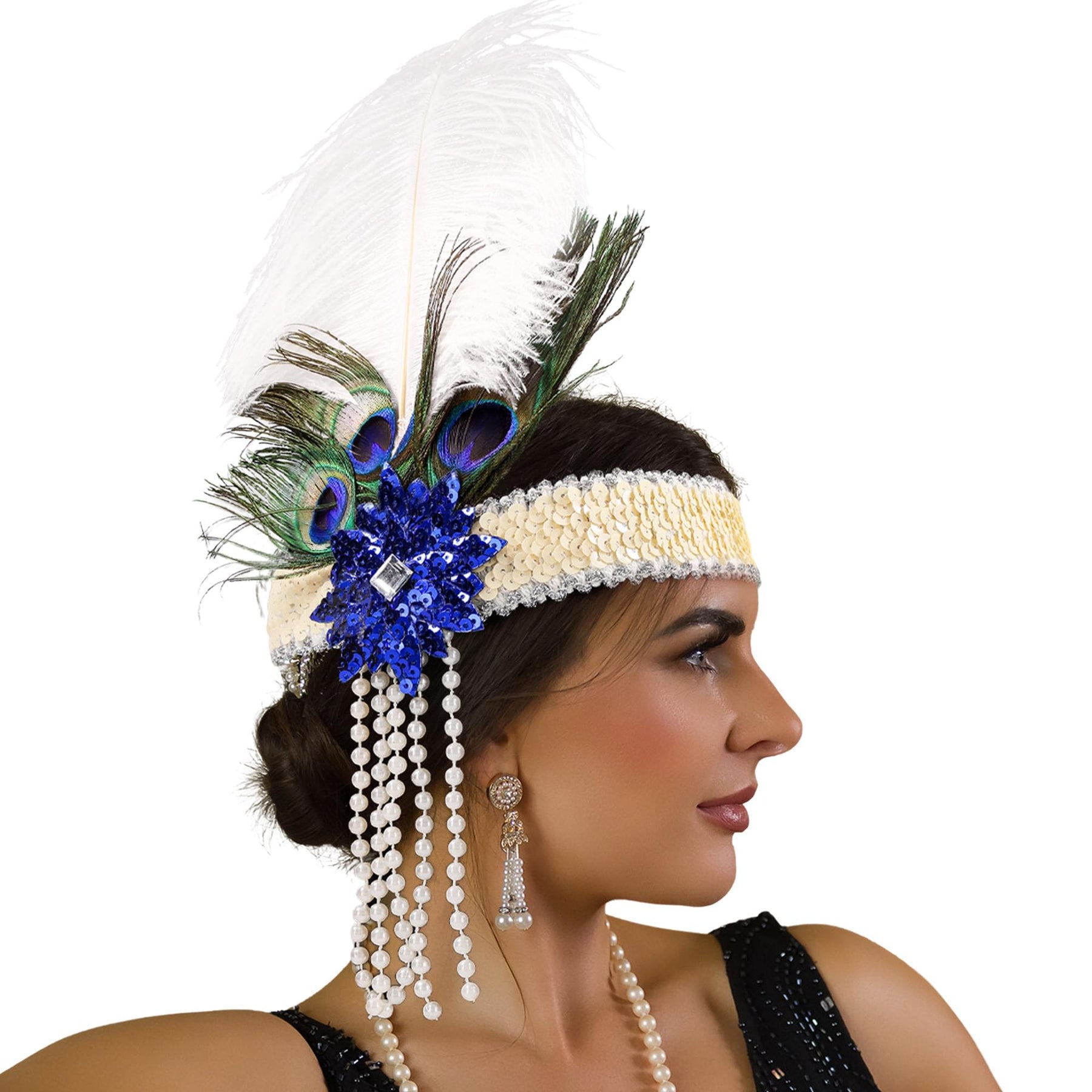 Roaring 20's Deluxe Costume Headband Beige