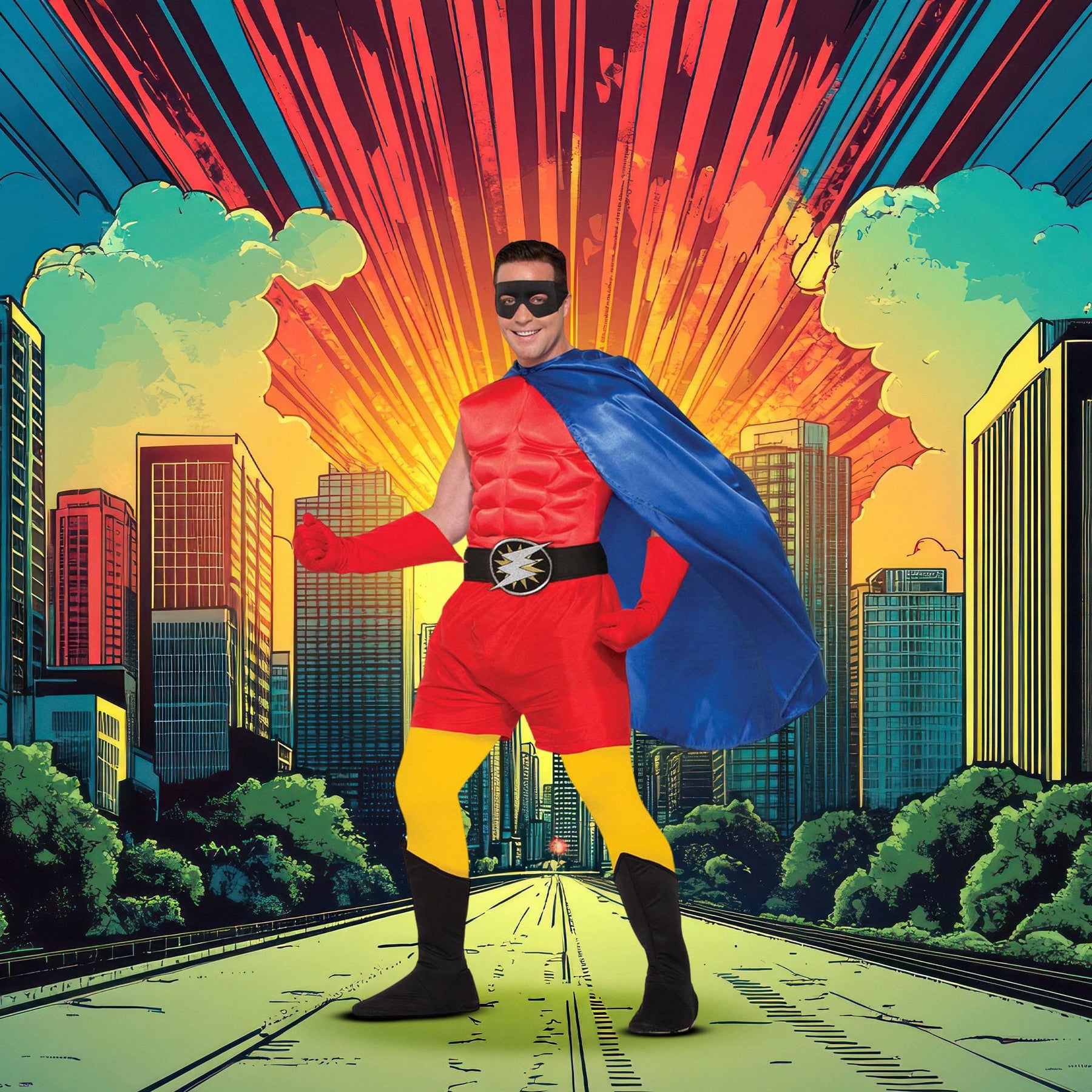 Superhero Blue Costume Cape Adult