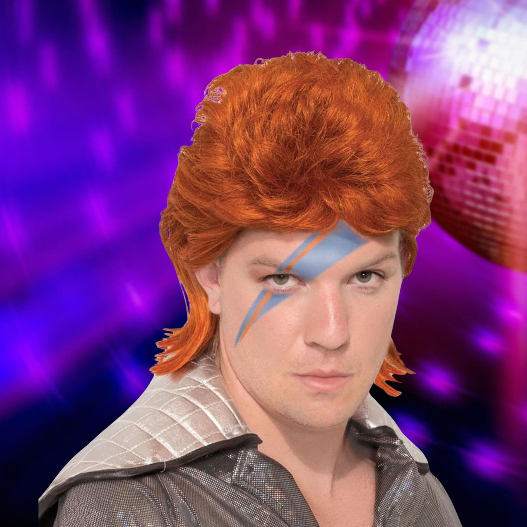 Orange David Bowie Rock Star Adult Costume Wig
