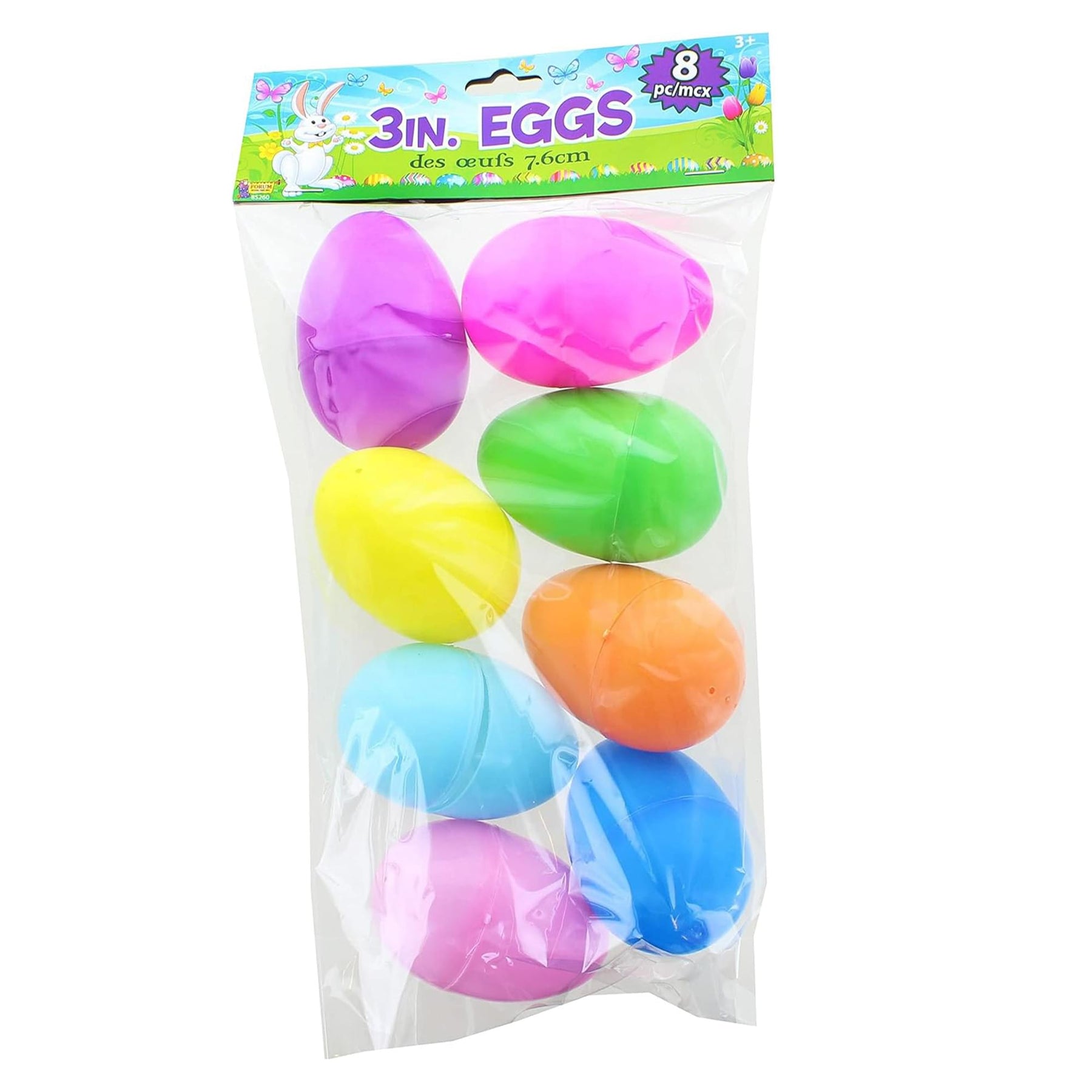 Solid Color 3 Inch Plastic Easter Eggs | Pack of 8