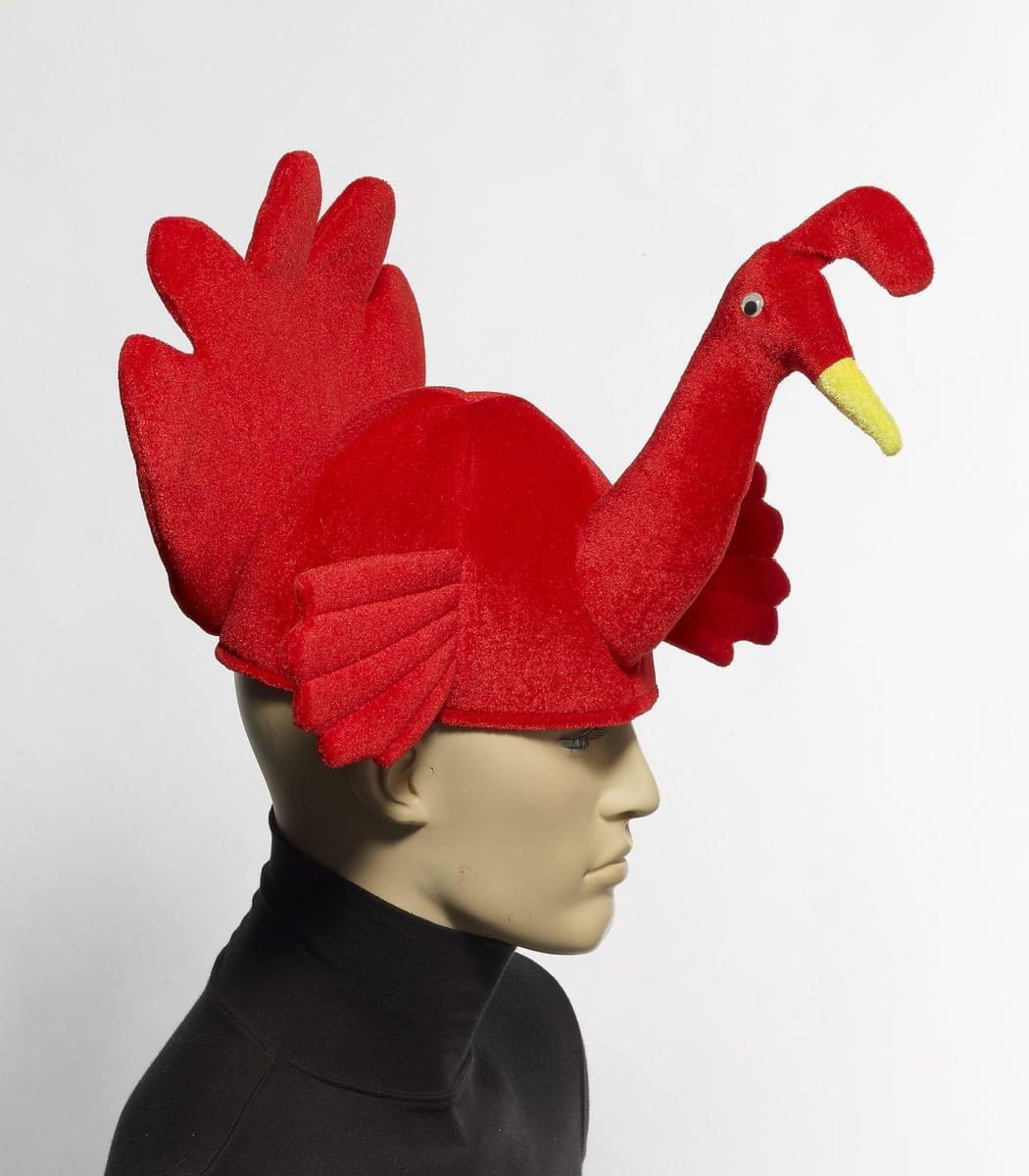 Plush Red Turkey Costume Hat Adult