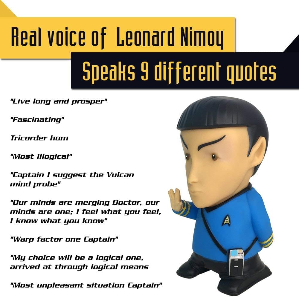 Star Trek Mr. Spock 6" Tall Vinyl Talking Bluetooth Speaker