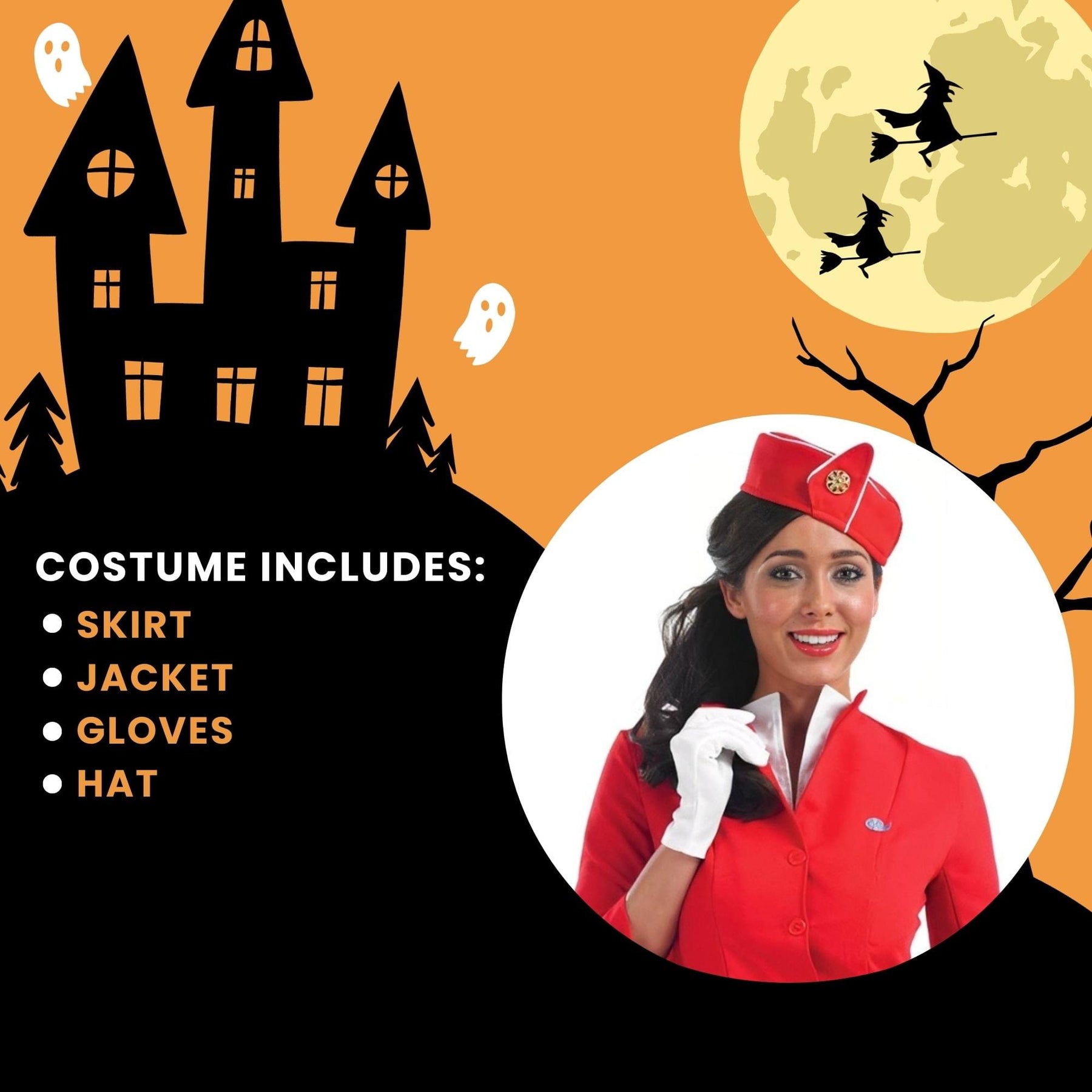 Red Cabin Crew Women's Costume