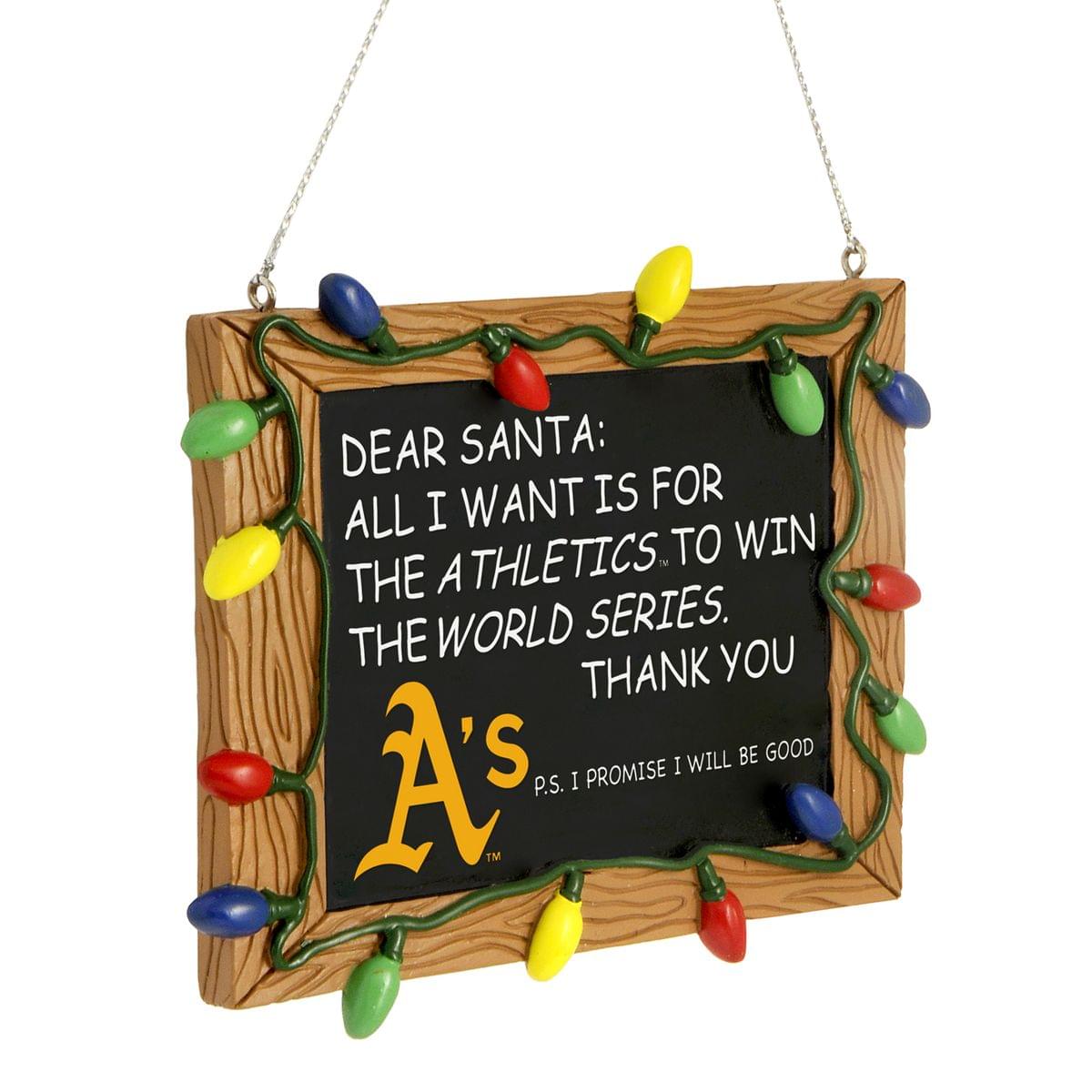 MLB Oakland Athletics Resin Chalkboard Sign Ornament