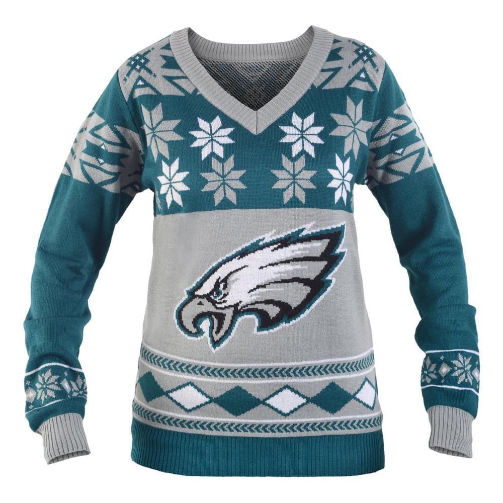 Philadelphia Eagles NFL Womens Big Logo V-Neck Sweater Free Shipping