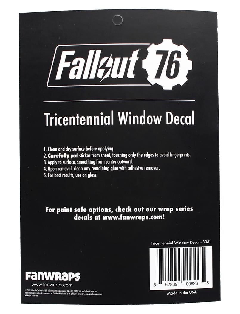 Fallout 76 Tricentennial Logo Window Decal