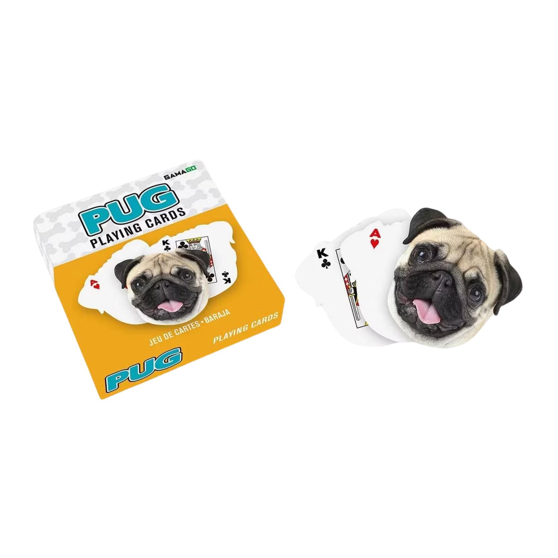 Pug-Shaped Playing Cards | 52 Card Deck + 2 Jokers
