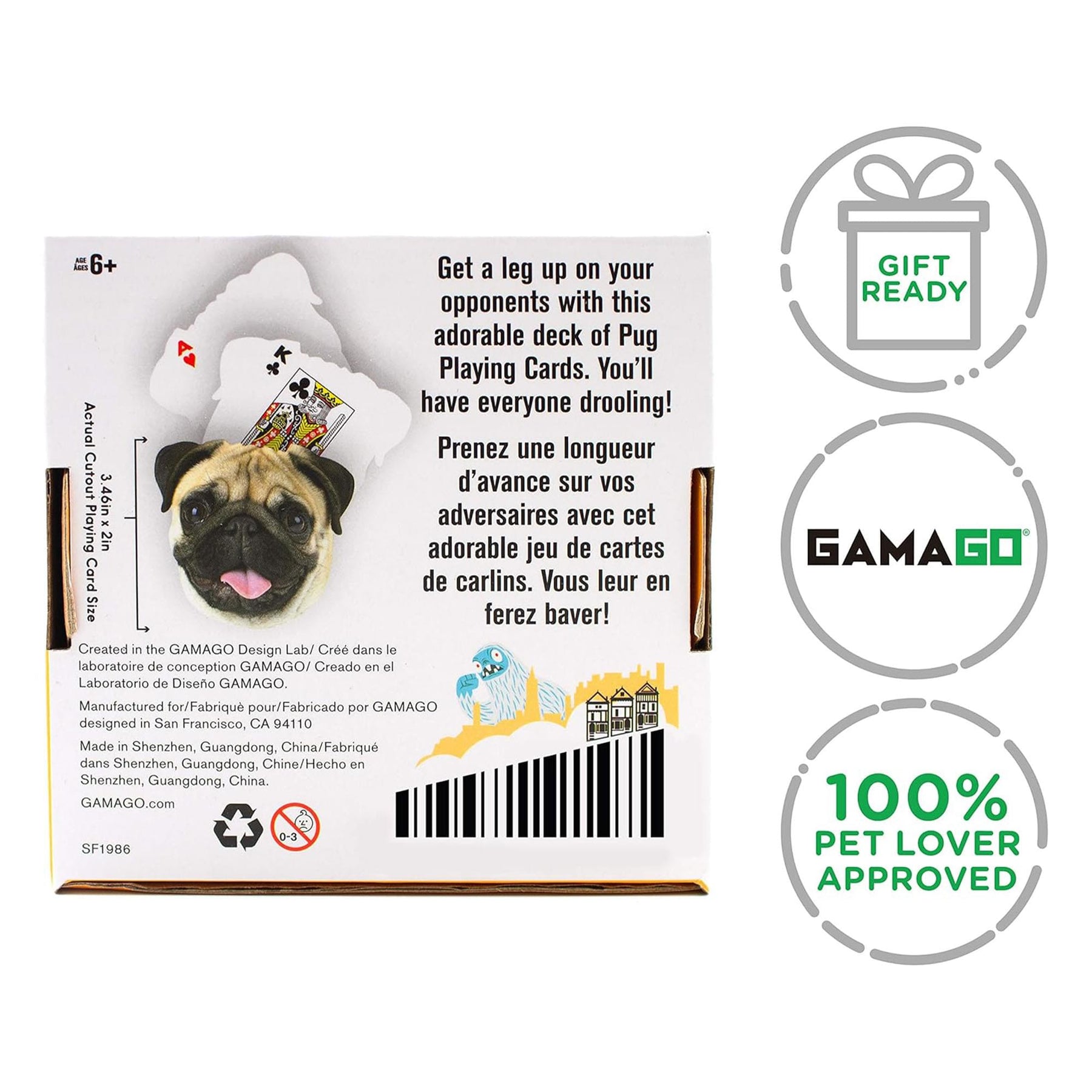 Pug-Shaped Playing Cards | 52 Card Deck + 2 Jokers