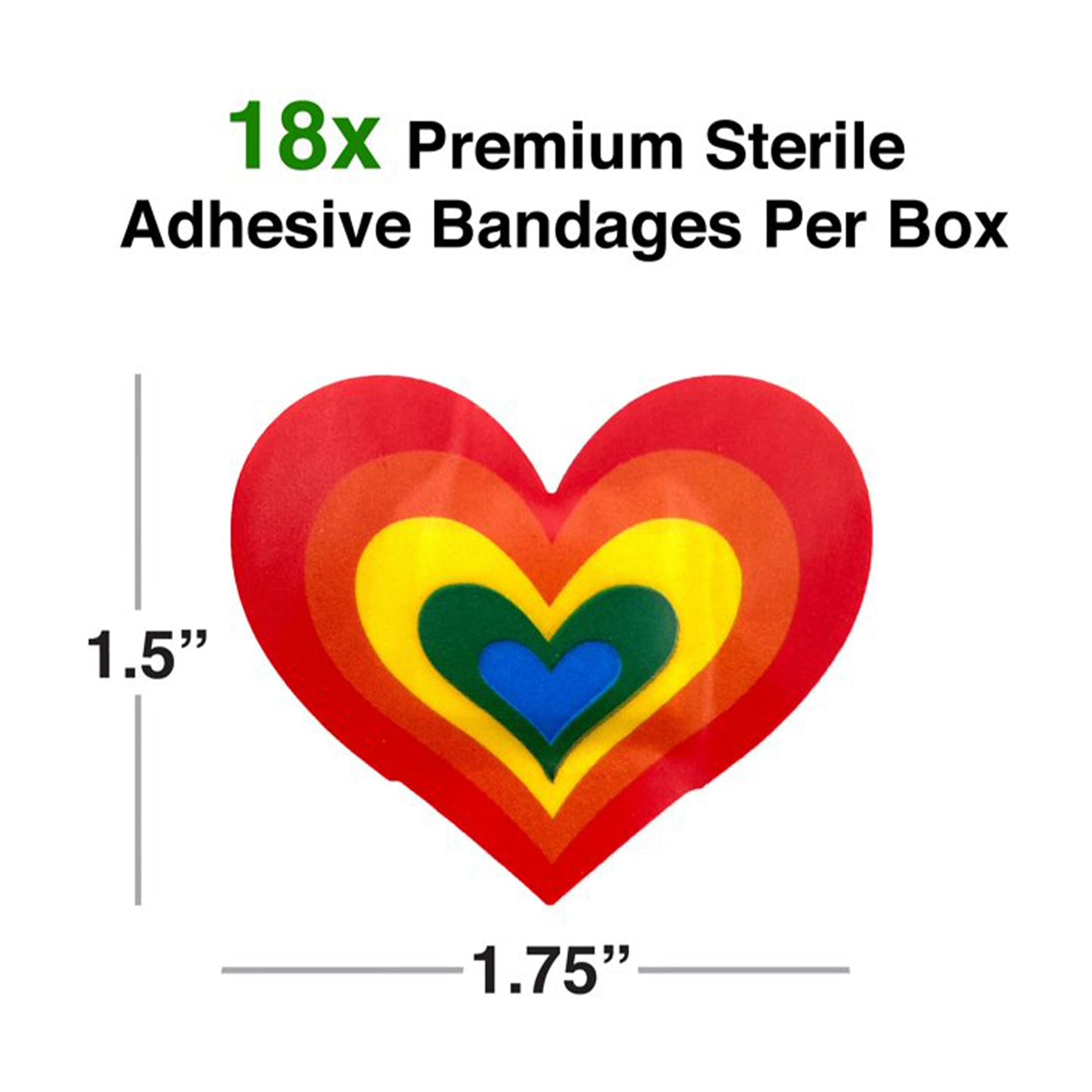 Rainbow Heart Adhesive Bandages | 18 Count