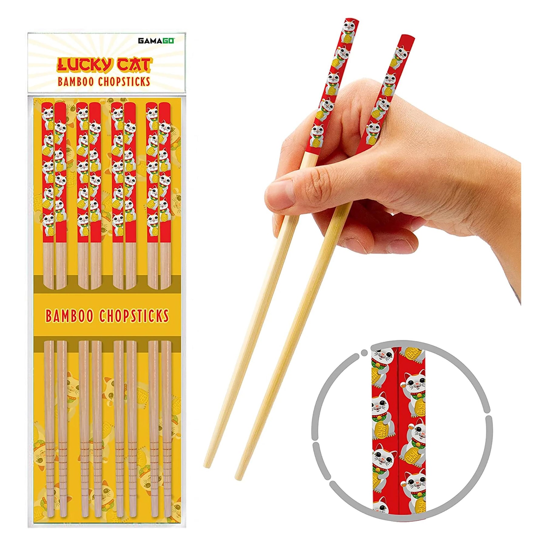Lucky Cat GAMAGO Cast Bamboo Chopsticks | Set of 4