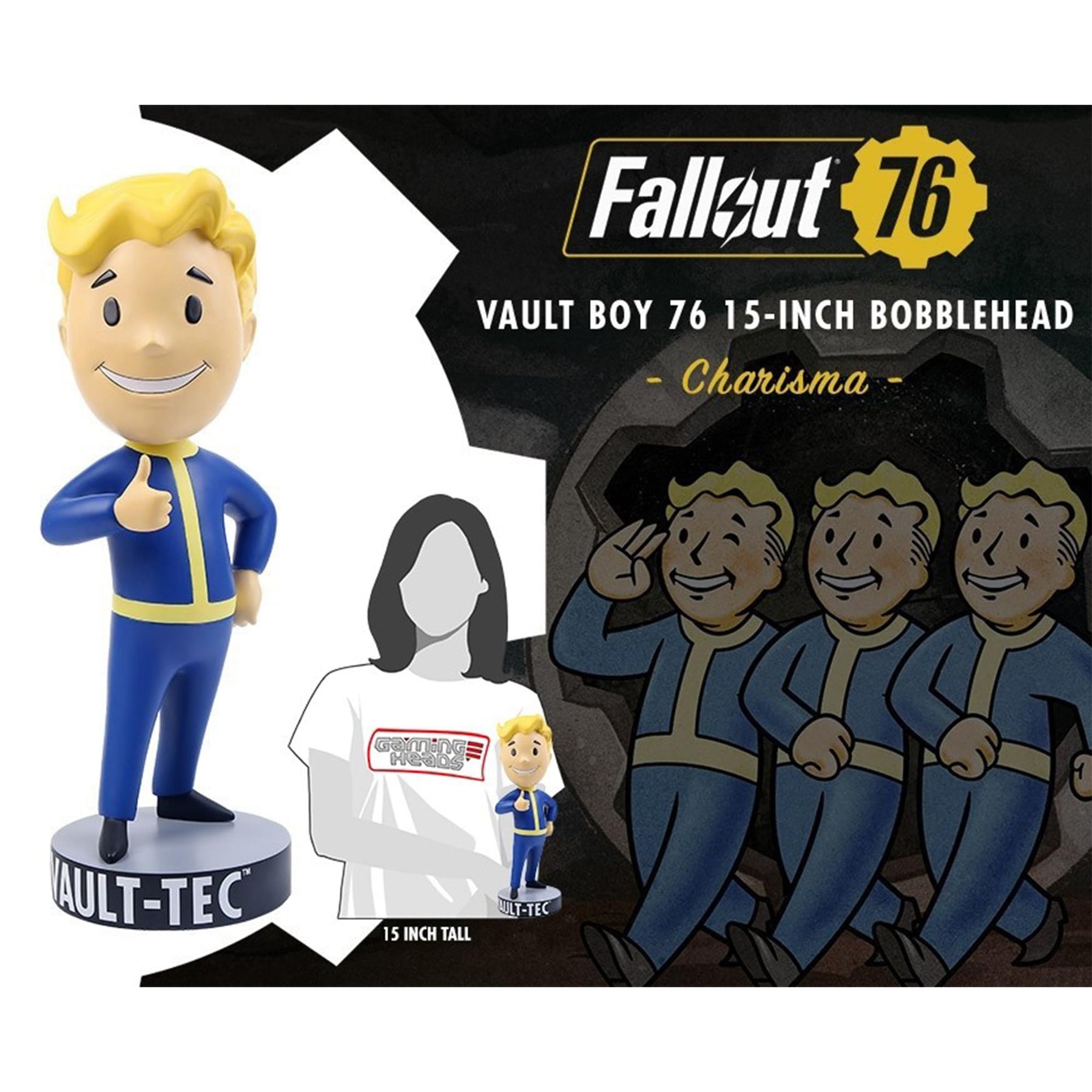 Fallout 76 Vault Boy Charisma 15 Inch Resin Mega Bobblehead