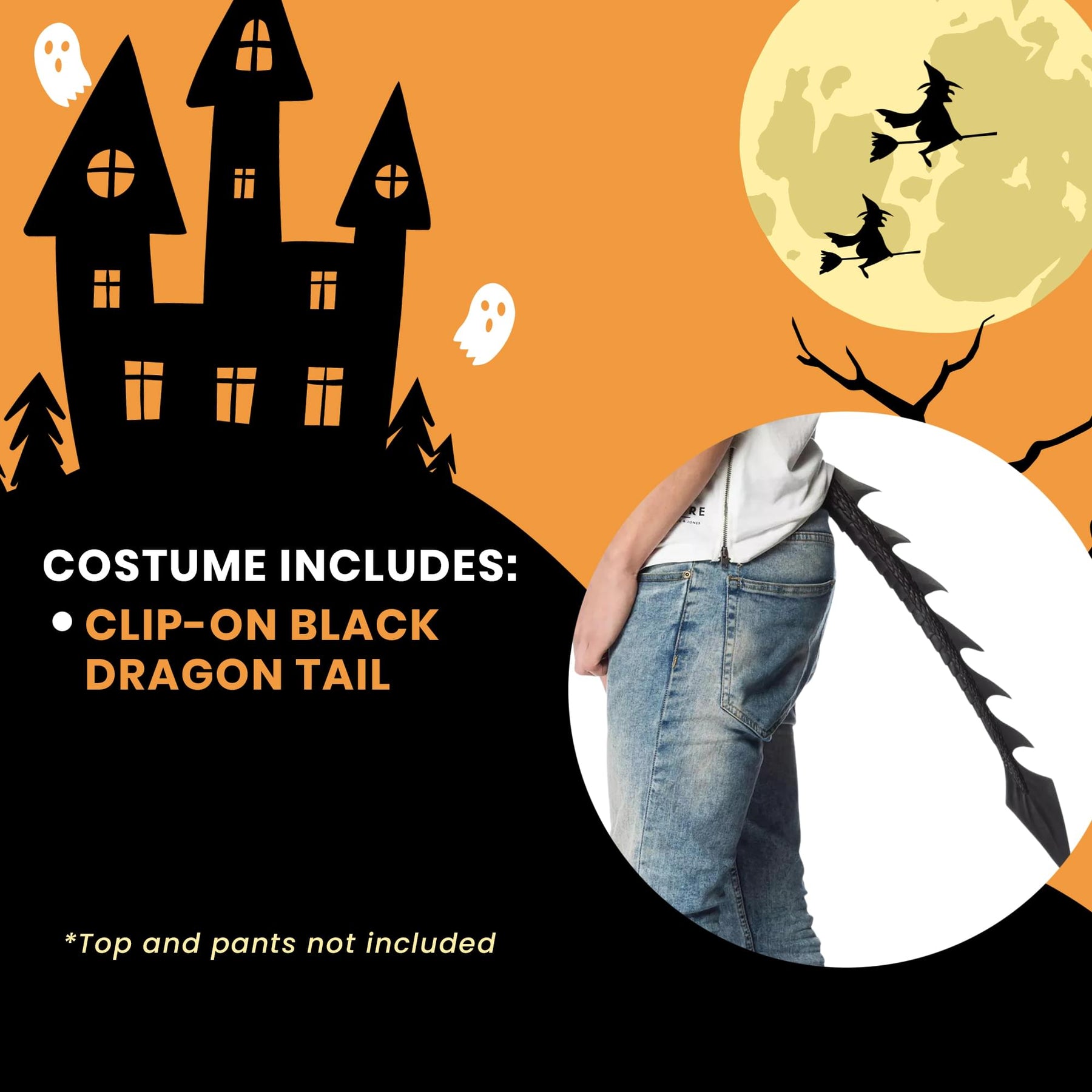 Supersoft Junior Black Dragon Tail Clip-On Costume Accessory