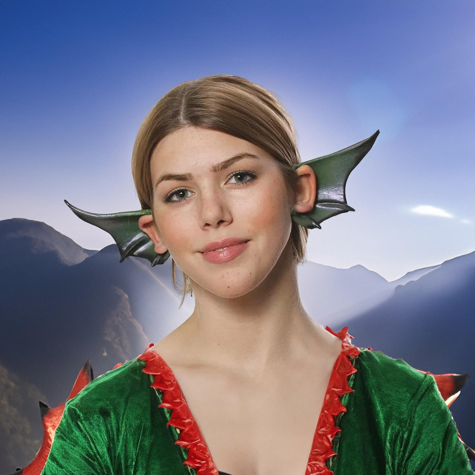 Cosplay Flexi Ears Costume Accessory Winged Dragon Gargoyle Green