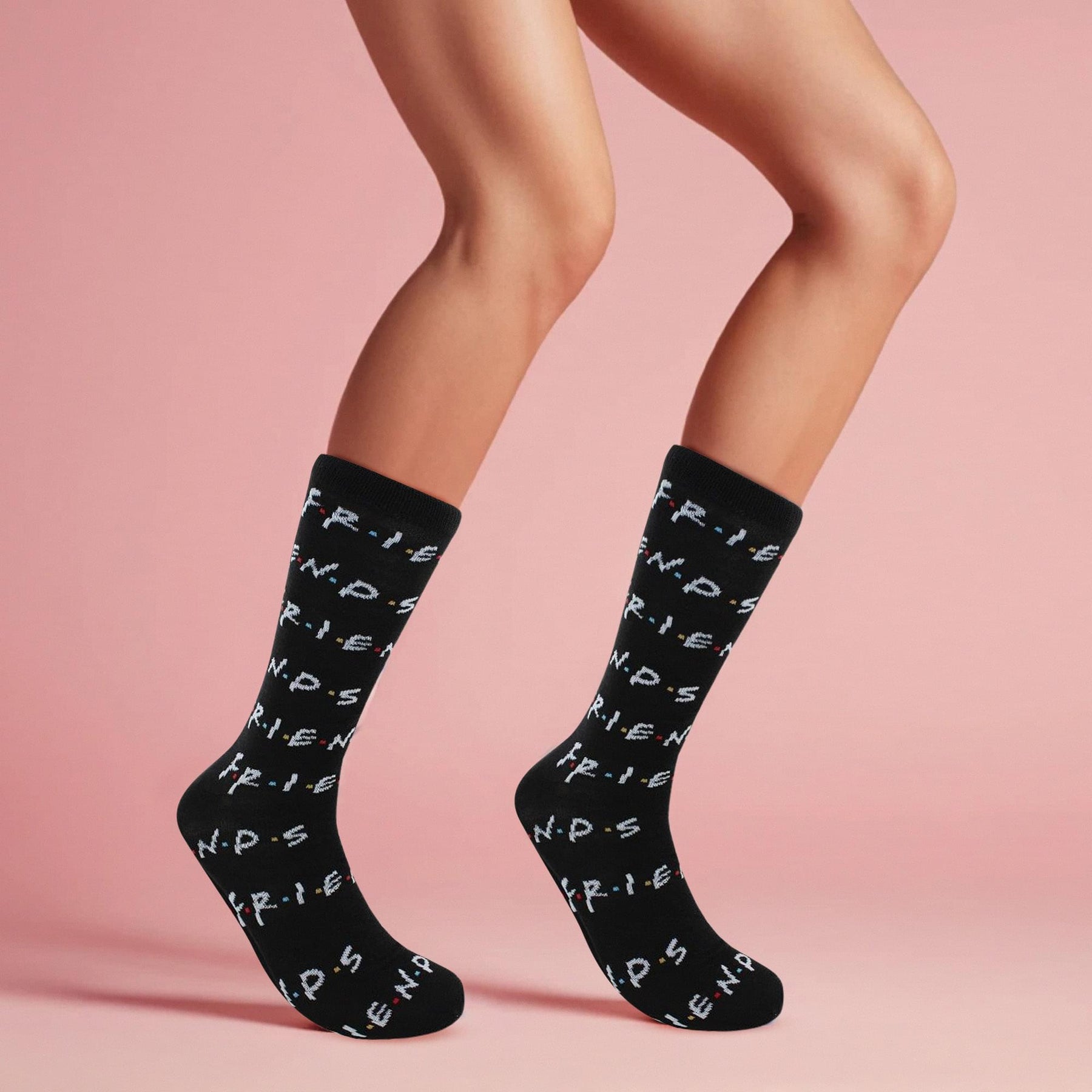 Friends How You Doing and Logo Unisex Novelty Crew Socks | 2 Pairs | Size 6-12