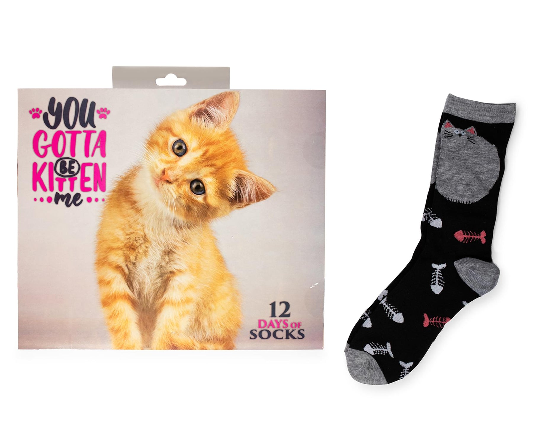 You Gotta Be Kitten Me Womens 12 Days of Socks in Advent Gift Box