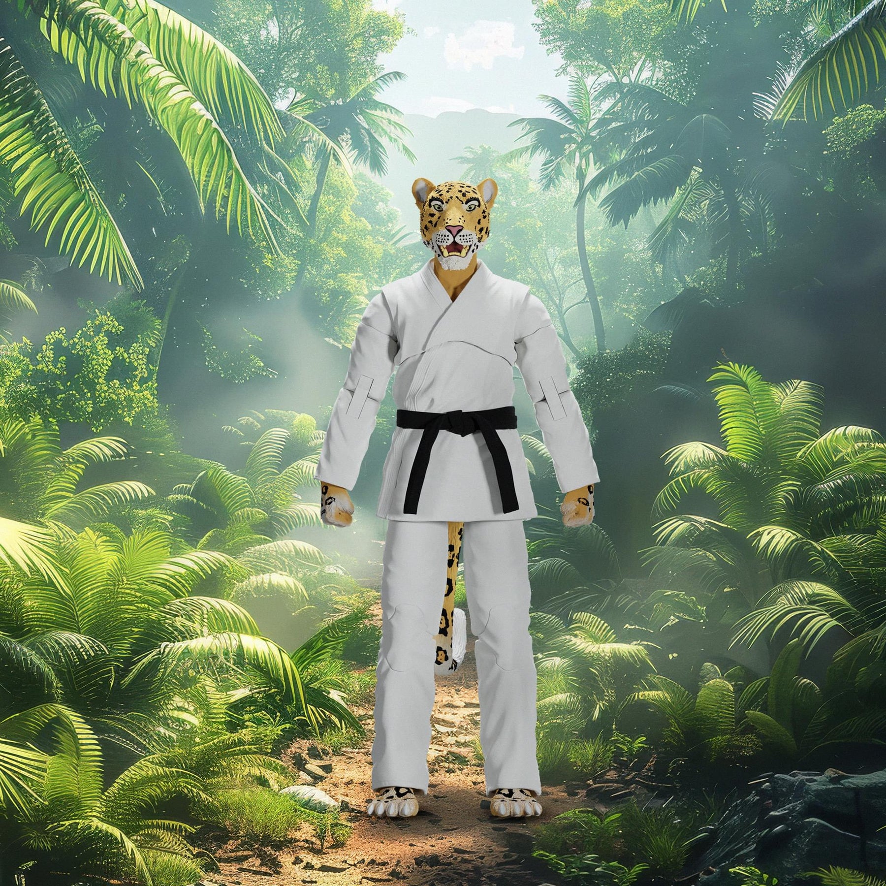Zoo Jitsu Fighters 6 Inch Action Figure | Jairo the Jaguar with White Gi