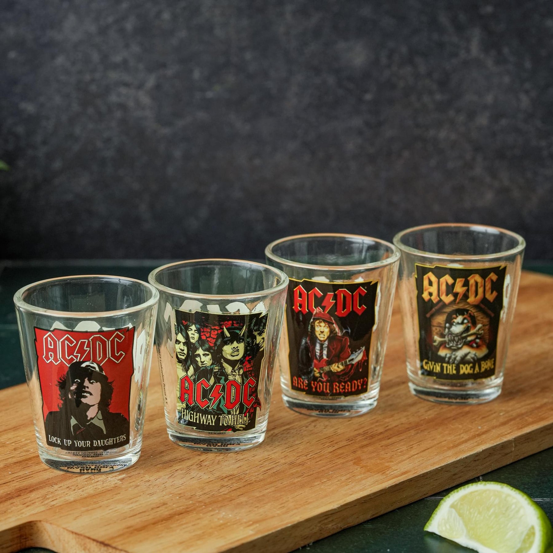 AC/DC Icons 4-Piece 1.5oz Shot Glass Set