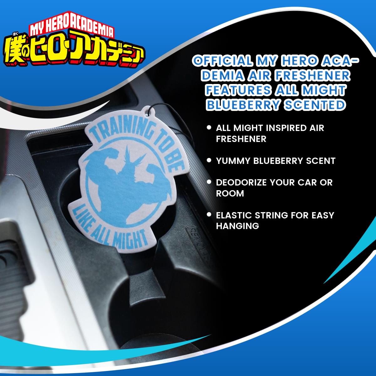 OFFICIAL My Hero Academia Air Freshener | Features All Might | Blueberry Scented