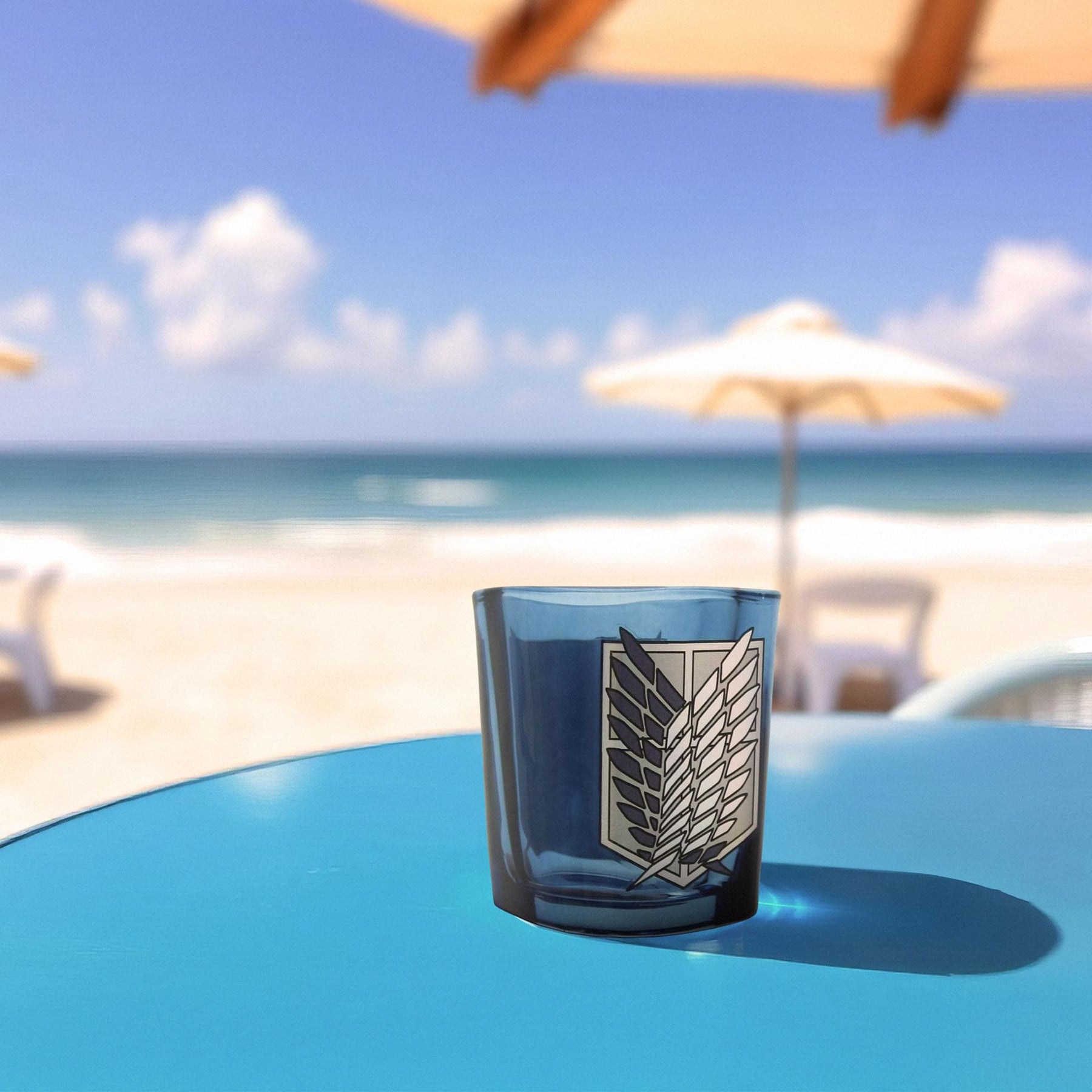 Attack on Titan Survey Corps Logo 1.5oz Blue Square Shot Glass