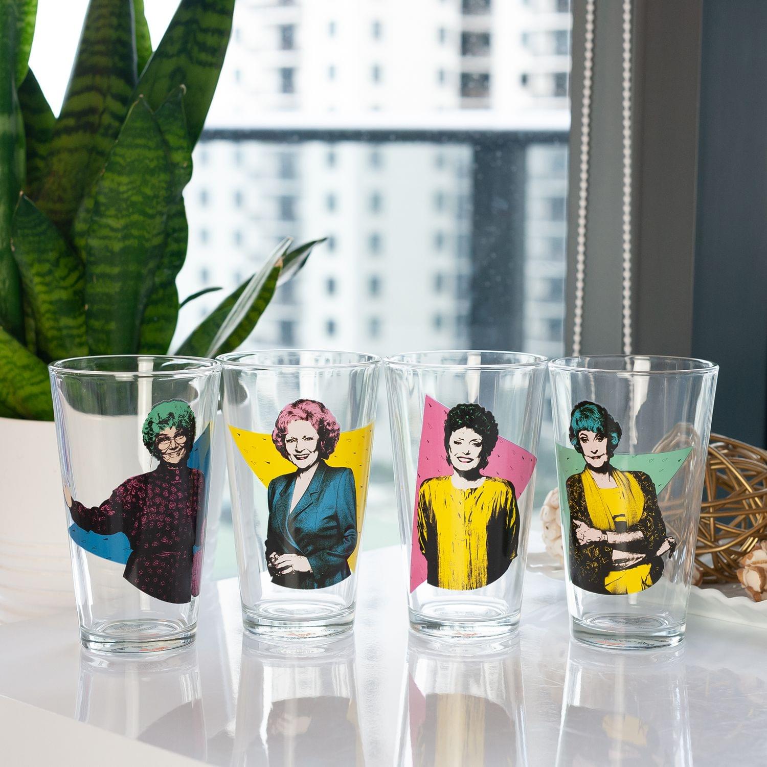The Golden Girls Collectibles | Golden Girls Pint Glasses Set of 4 | 16 oz