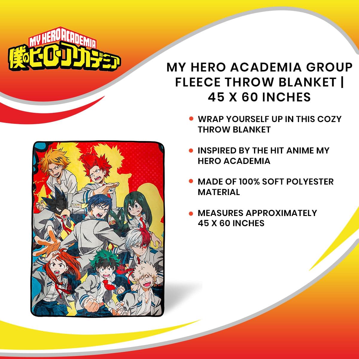 My Hero Academia Group Fleece Throw Blanket | 45 x 60 Inches
