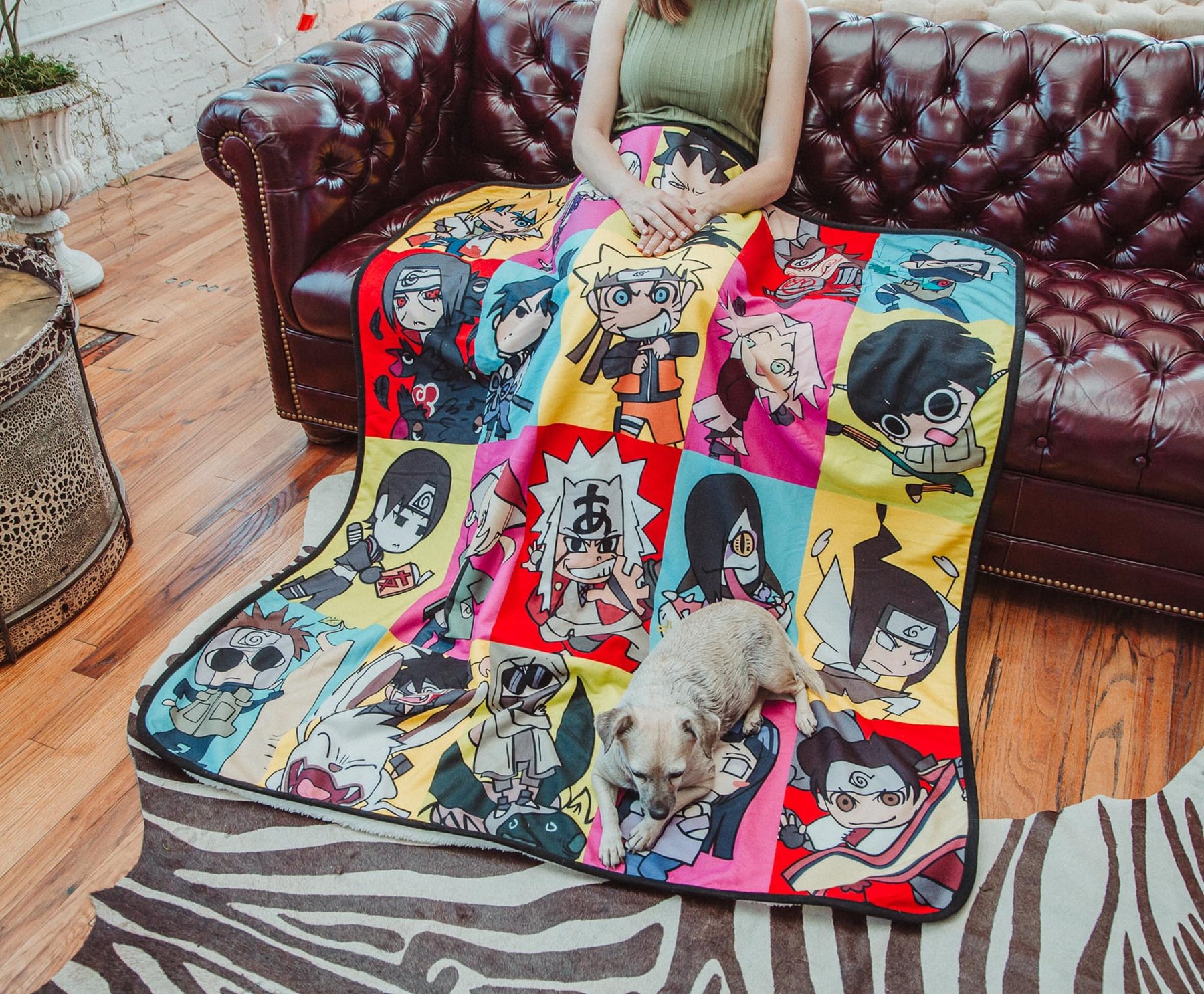 Naruto Character Collage Fleece Throw Blanket With Sherpa Backing | 50 x 60 Inch