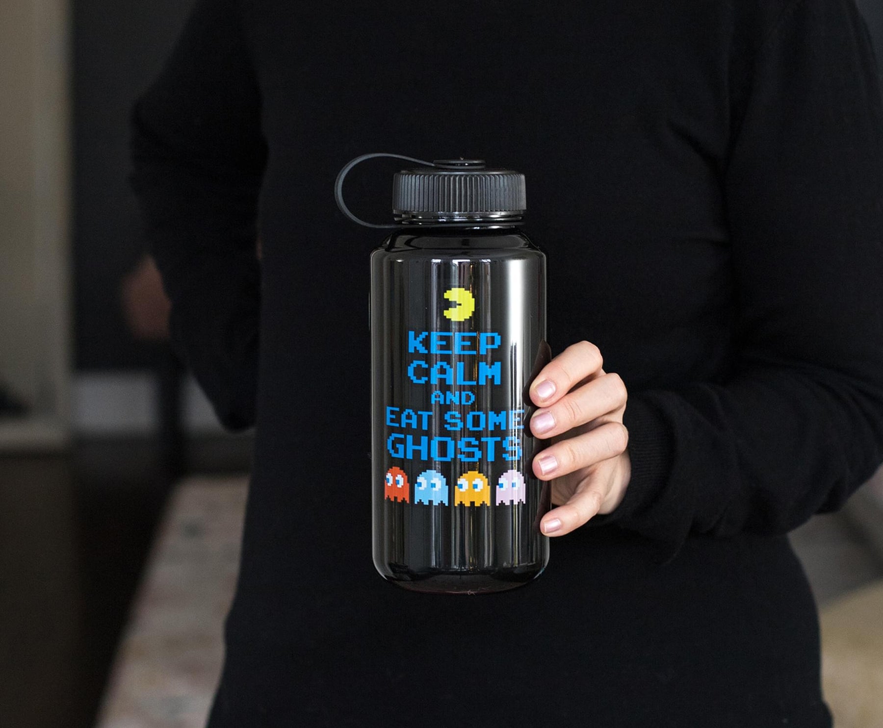 PAC-MAN "Keep Calm and Eat Some Ghosts" Plastic Water Bottle | Holds 32 Ounces