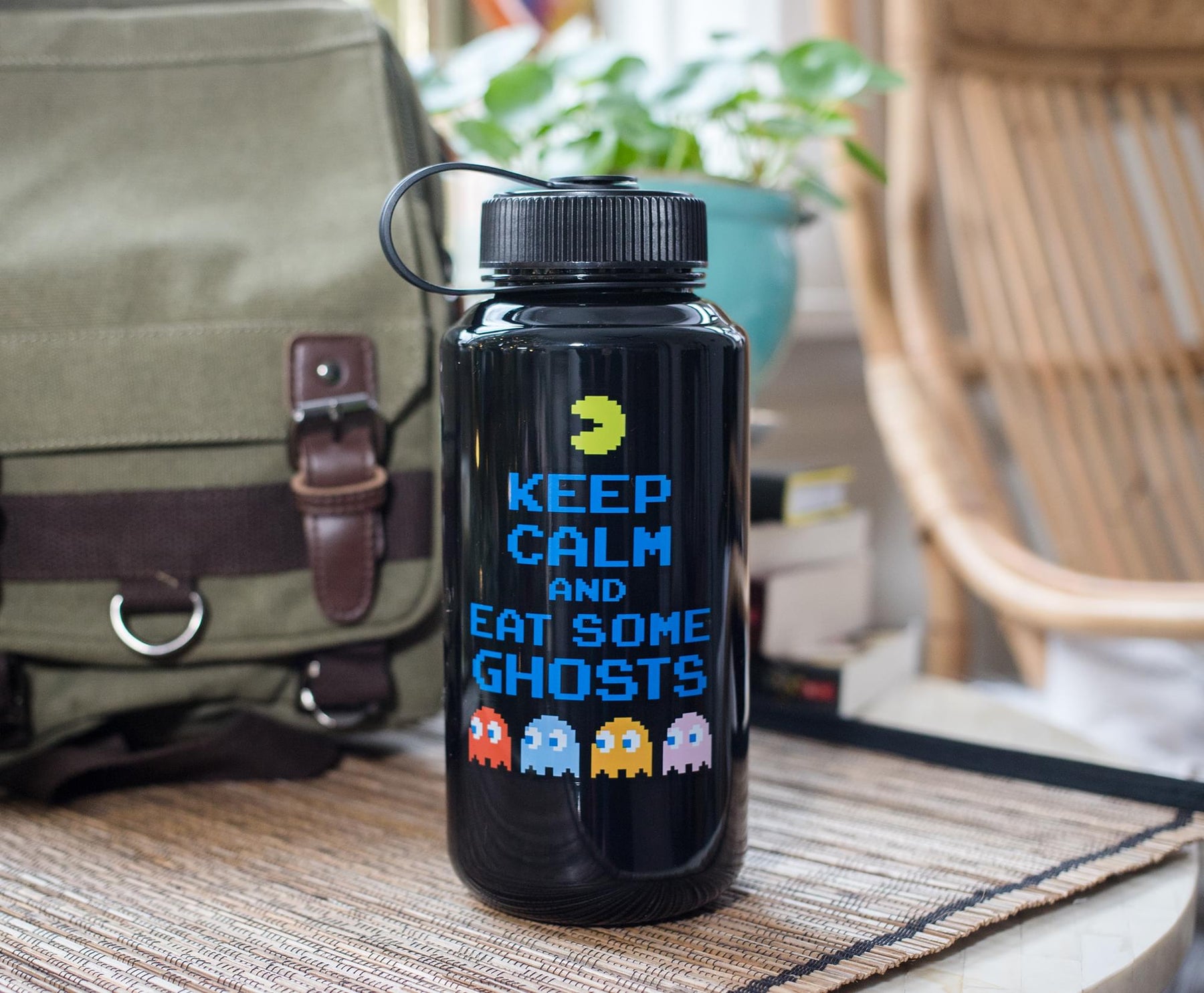 PAC-MAN "Keep Calm and Eat Some Ghosts" Plastic Water Bottle | Holds 32 Ounces