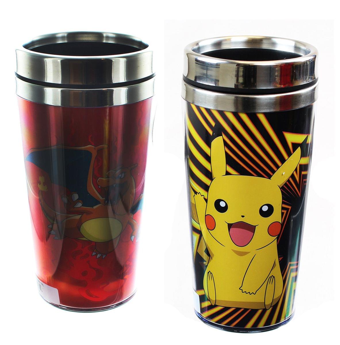 Pokemon 16oz Travel Mug Set: Charizard, Pikachu | Free Shipping
