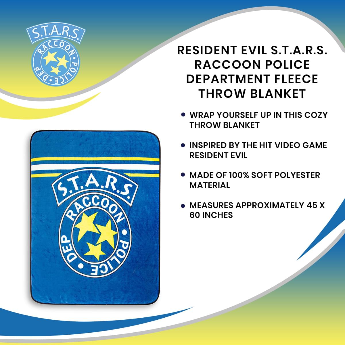 Resident Evil S.T.A.R.S. Raccoon Police Department Fleece Throw Blanket