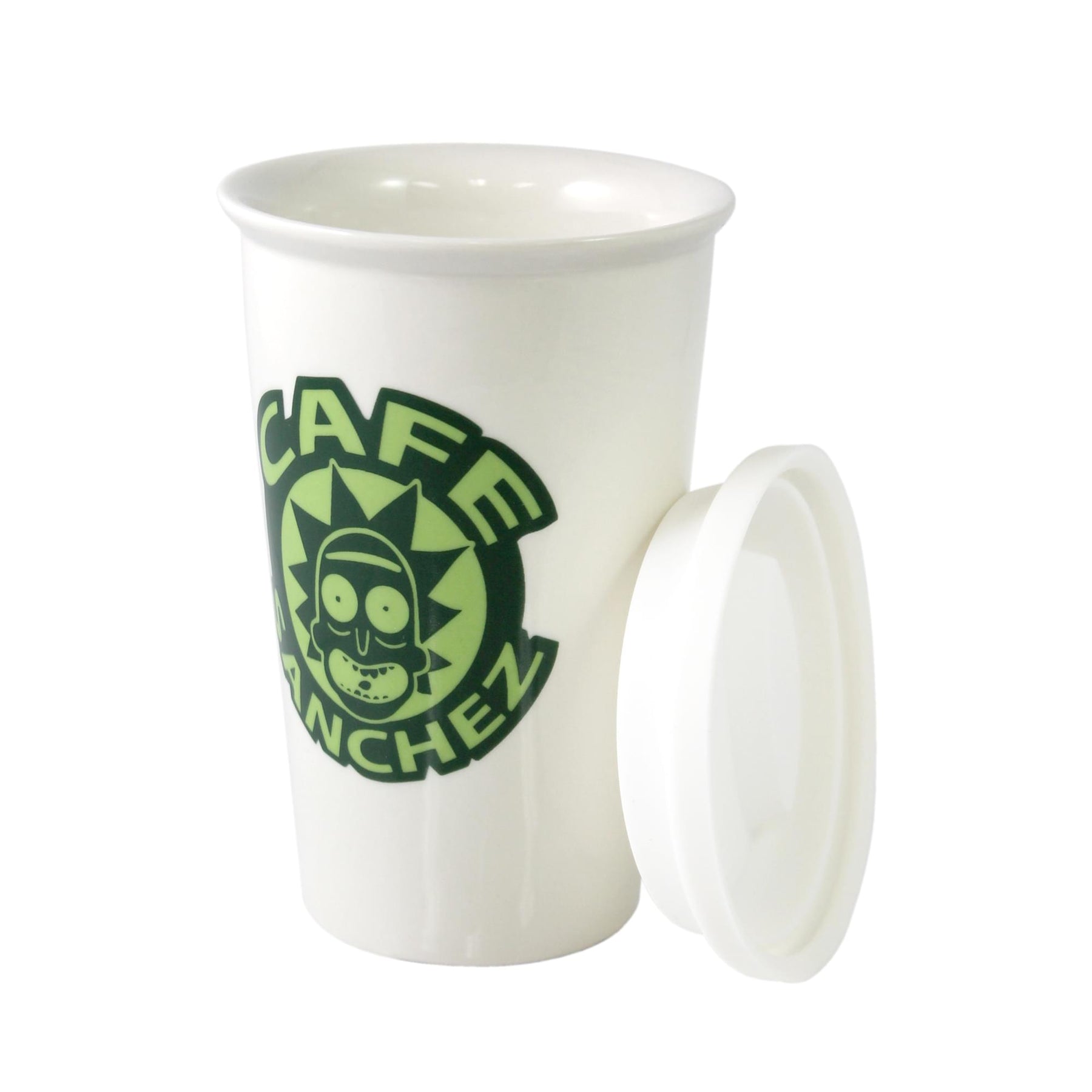 Rick and Morty Cafe Sanchez 12 Ounce Coffee Cup with Lid