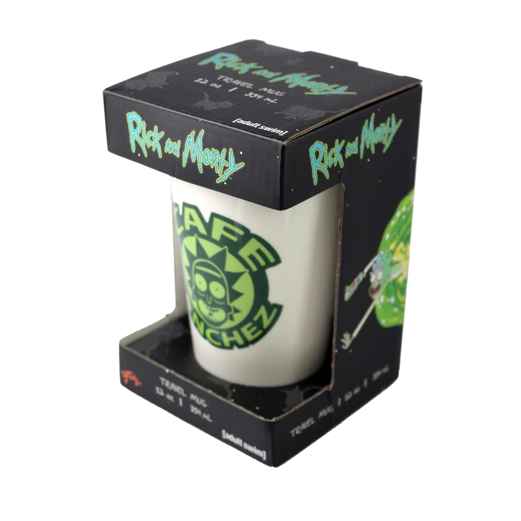 Rick and Morty Cafe Sanchez 12 Ounce Coffee Cup with Lid