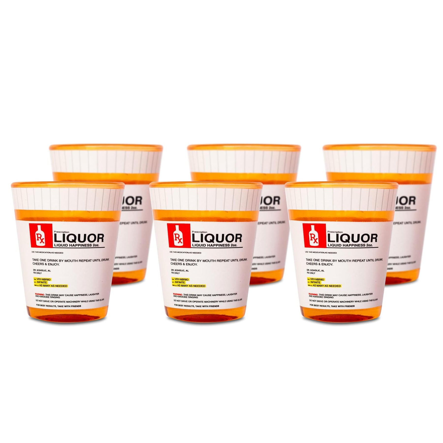 Rx Prescriptioon 2oz Shot Glass Set of 6