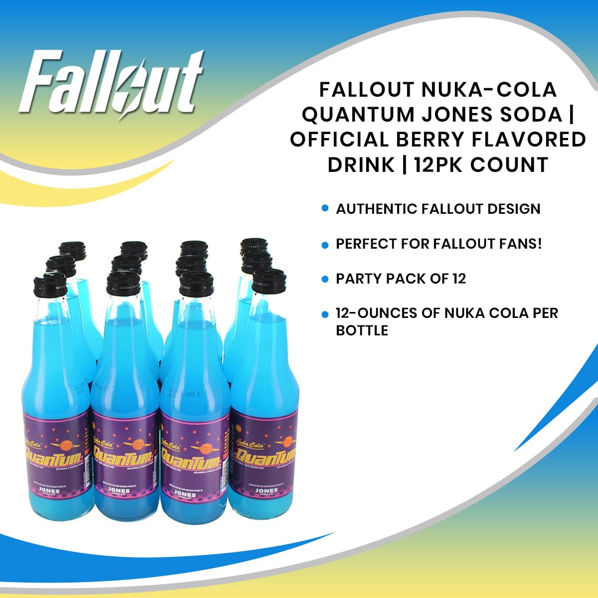 Fallout Nuka-Cola Quantum Jones Soda | Official Berry Flavored Drink | 12PK Count