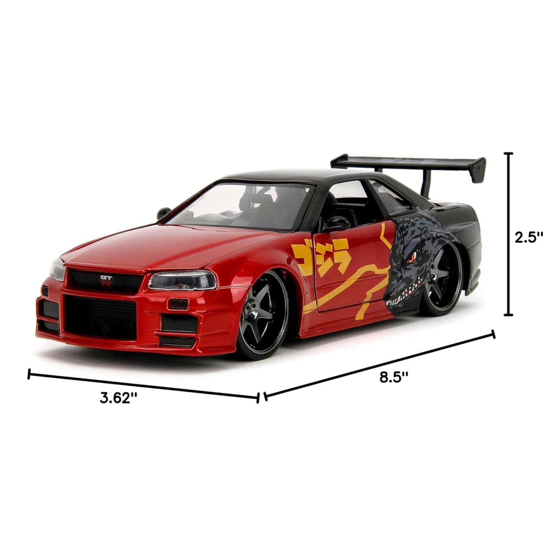 Godzilla 1:24 Nissan Skyline GT-R (R34) Diecast Vehicle with Figure
