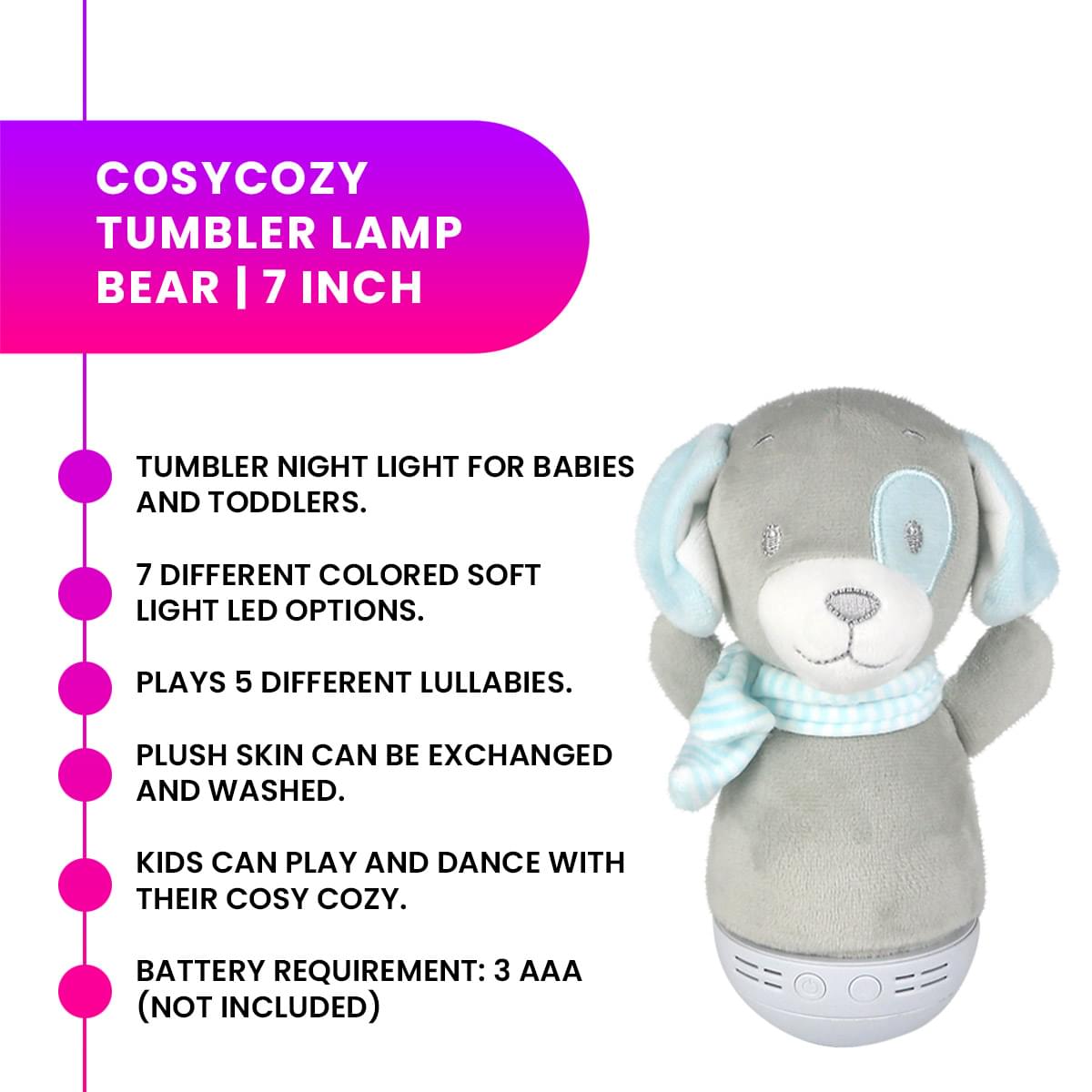 CosyCozy 7 Inch Plush Tumbler Lamp | Puppy