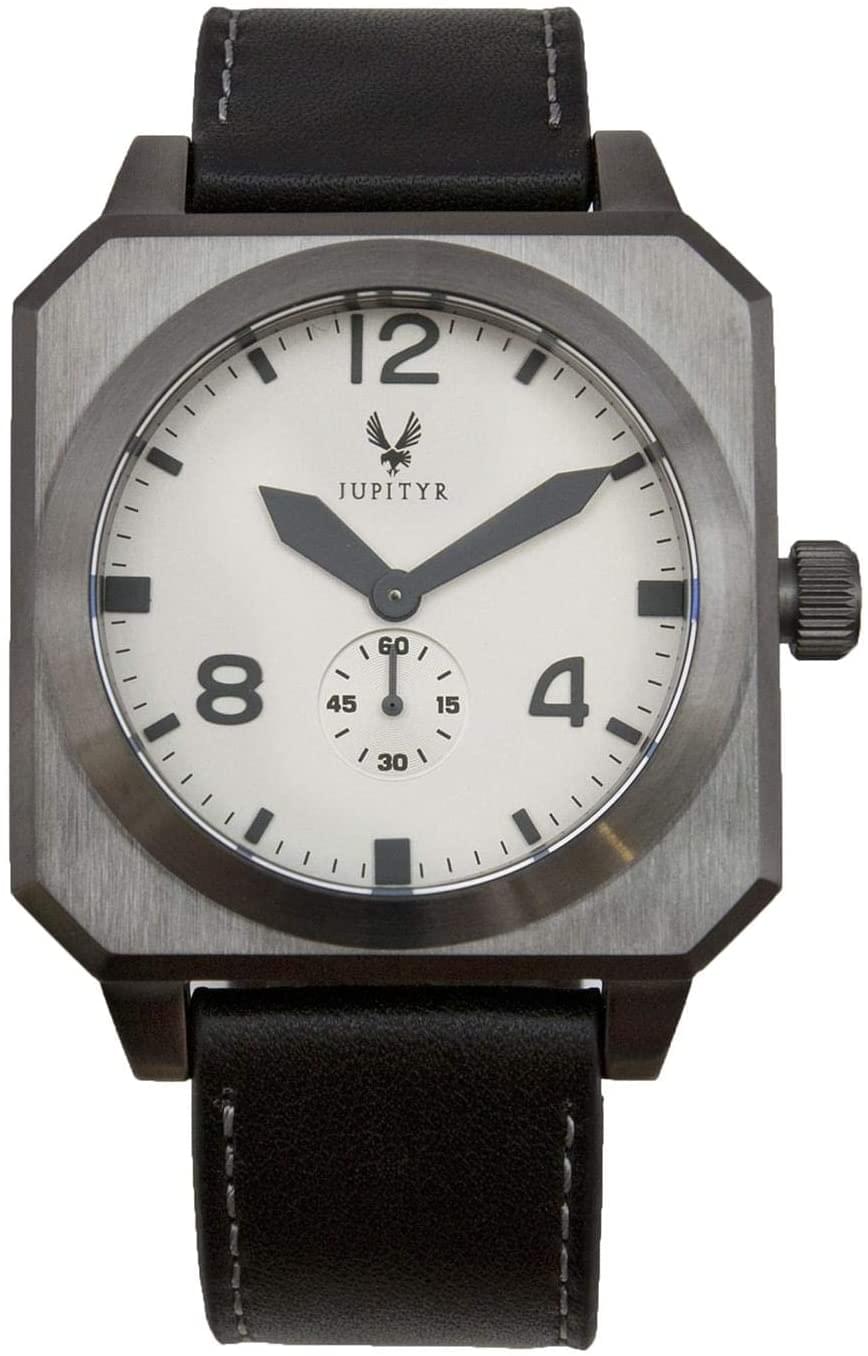JUPITYR Men's Ganymede Leather Wrist Watch | Gunmetal Silver Analog Dial