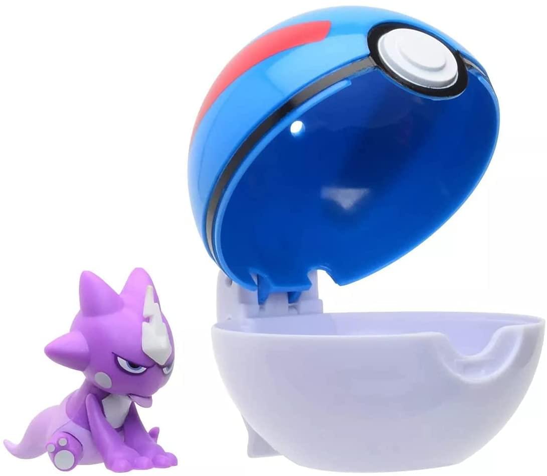 Pokemon Clip N Go Poke Ball Set | 2 Inch Toxel & Great Ball