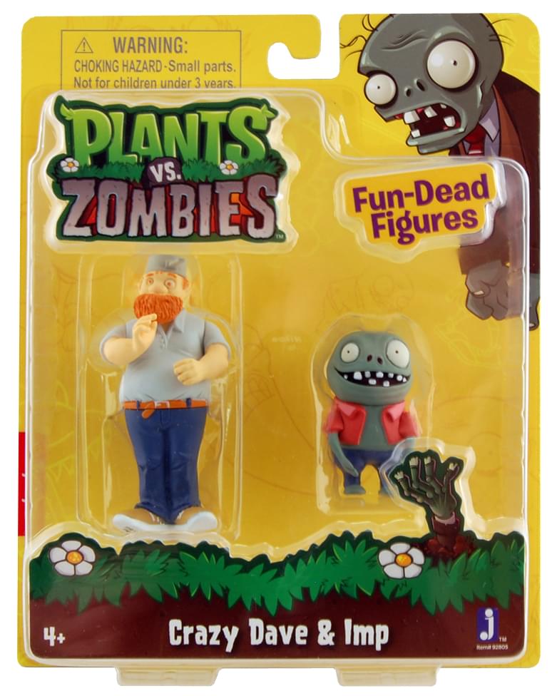 Plants Vs Zombies 3" Figure 2-Pack: Crazy Dave & Imp