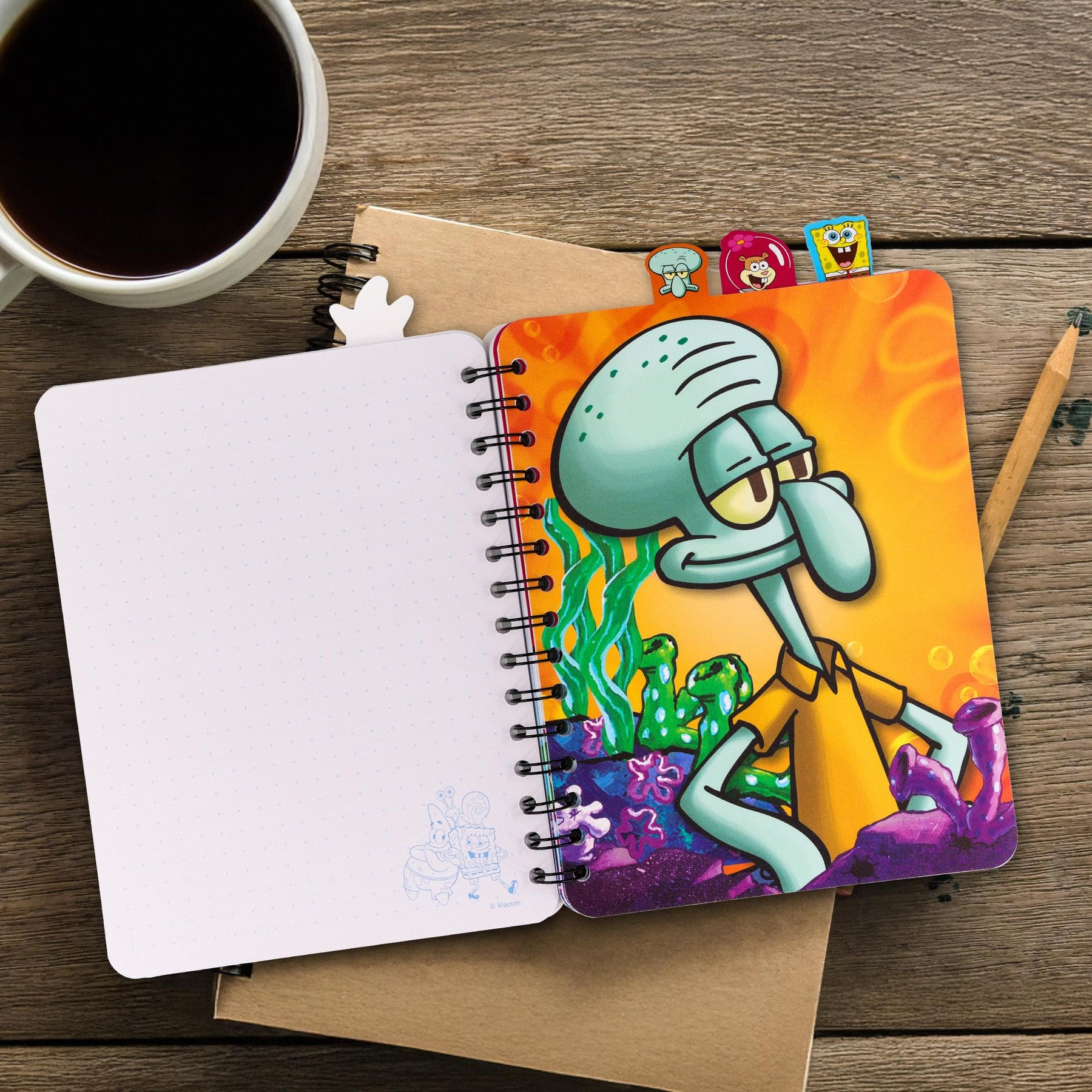 Nickelodeon SpongeBob SquarePants 4-Tab Spiral Notebook With 160 Dotted Sheets