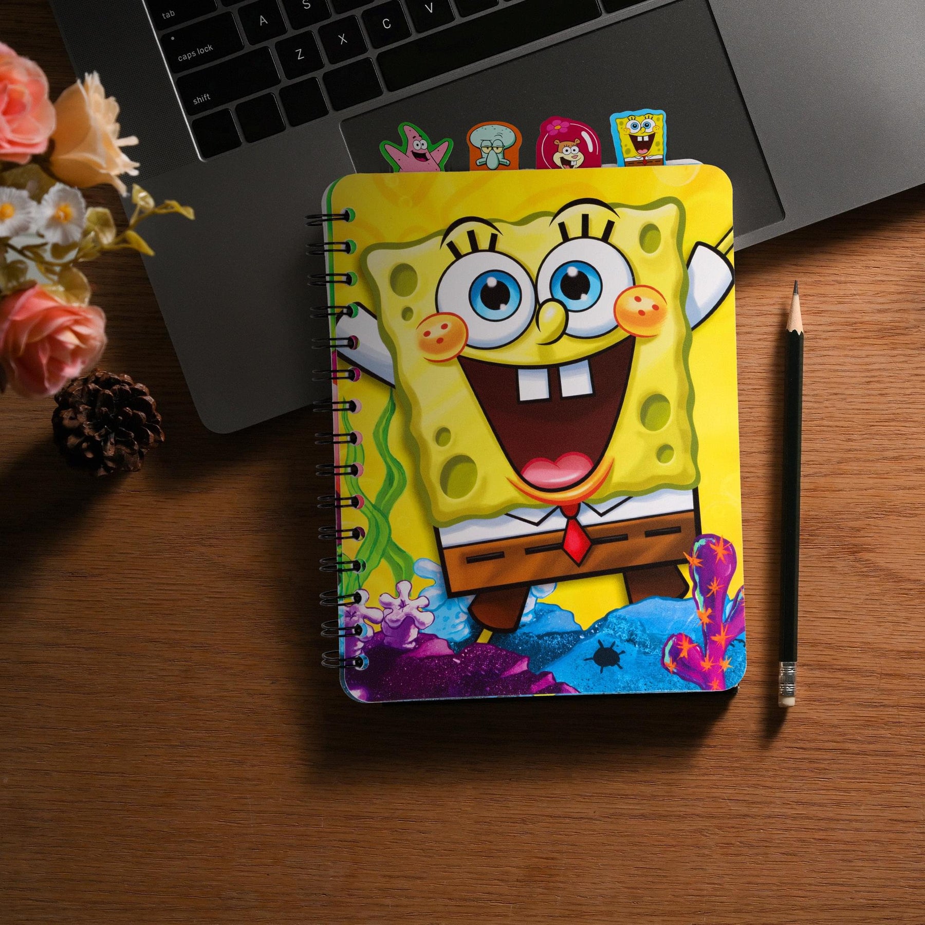 Nickelodeon SpongeBob SquarePants 4-Tab Spiral Notebook With 160 Dotted Sheets