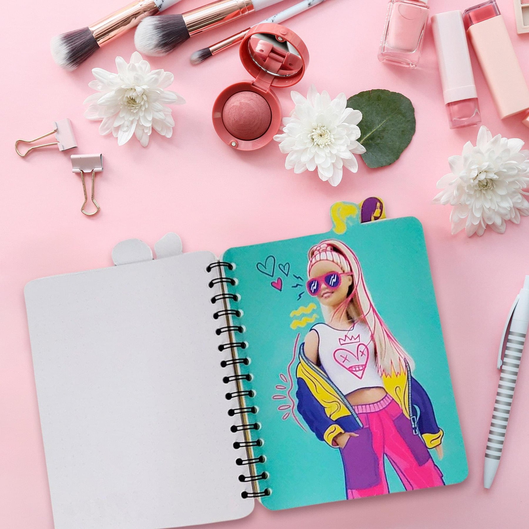 Barbie 4-Tab Spiral Notebook Journal | 9 x 6 Inches